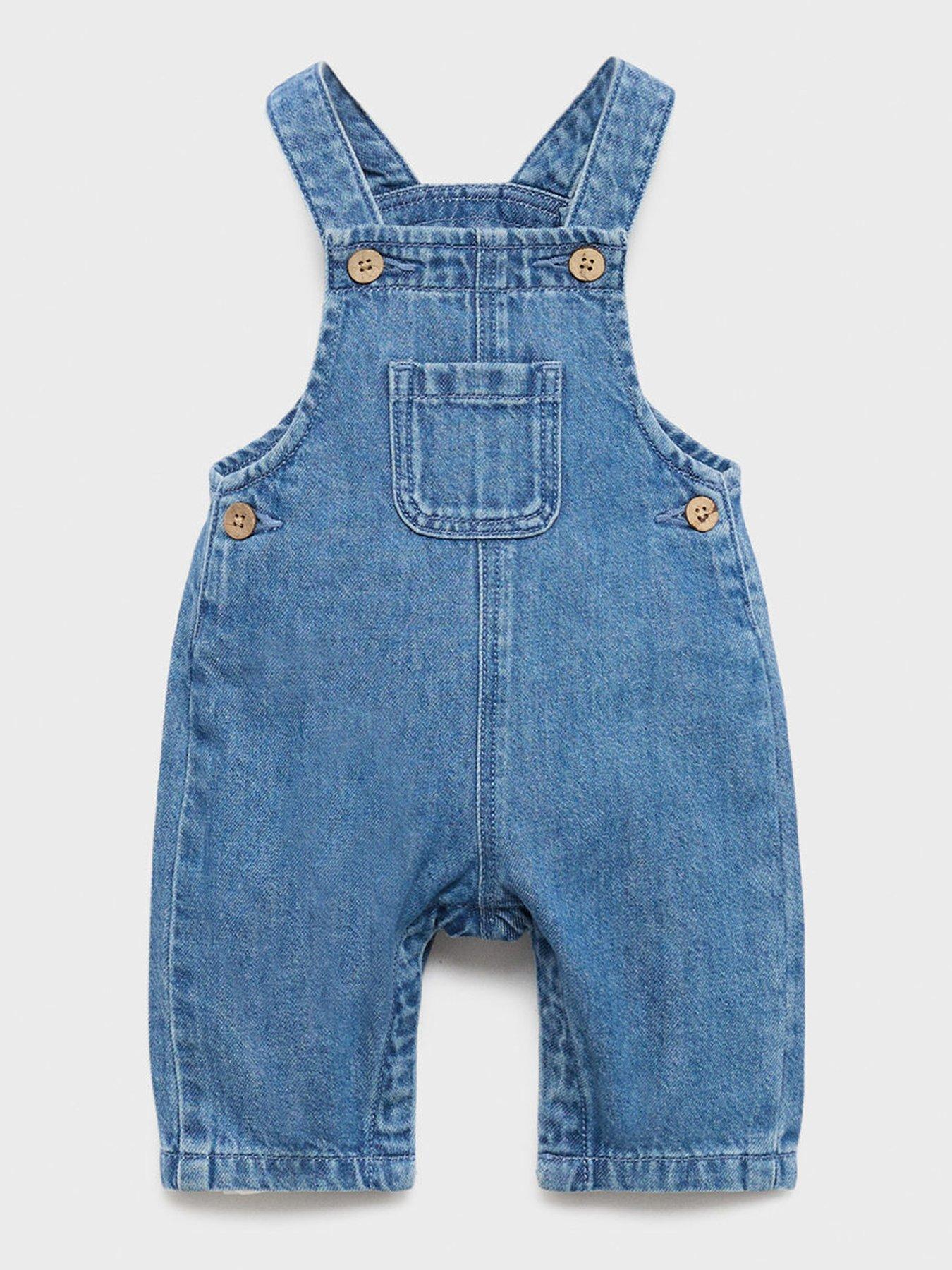 undefined Baby Unisex Denim Dungarees - Blue