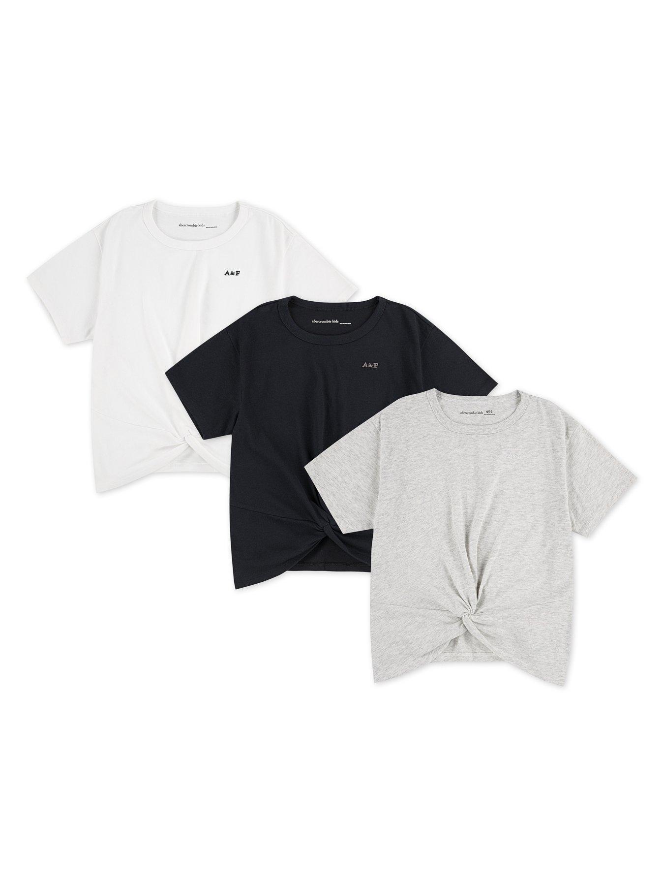 Abercrombie & Fitch Girls 3 Pack Tie Front Short Sleeve T-Shirts - Grey