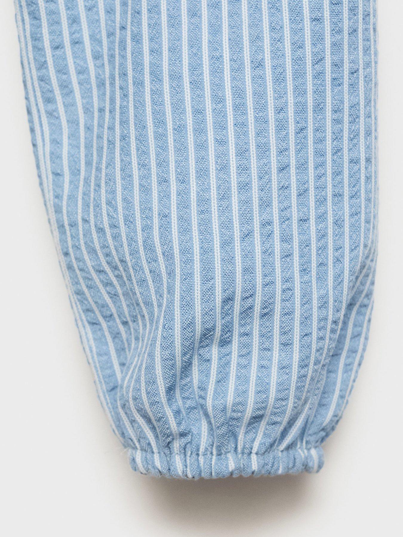 Image 3 of 4 of Mango Younger Girls Stripe Co-Ord Blouse - Blue