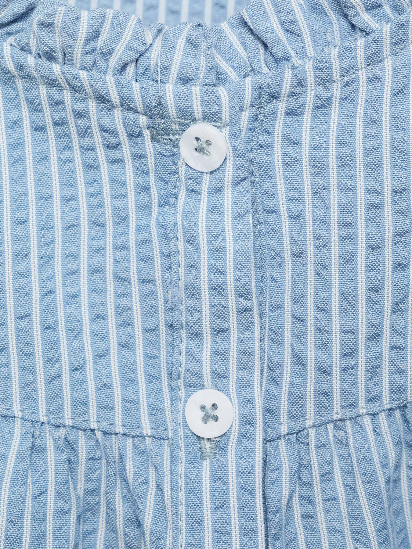 Image 4 of 4 of Mango Younger Girls Stripe Co-Ord Blouse - Blue