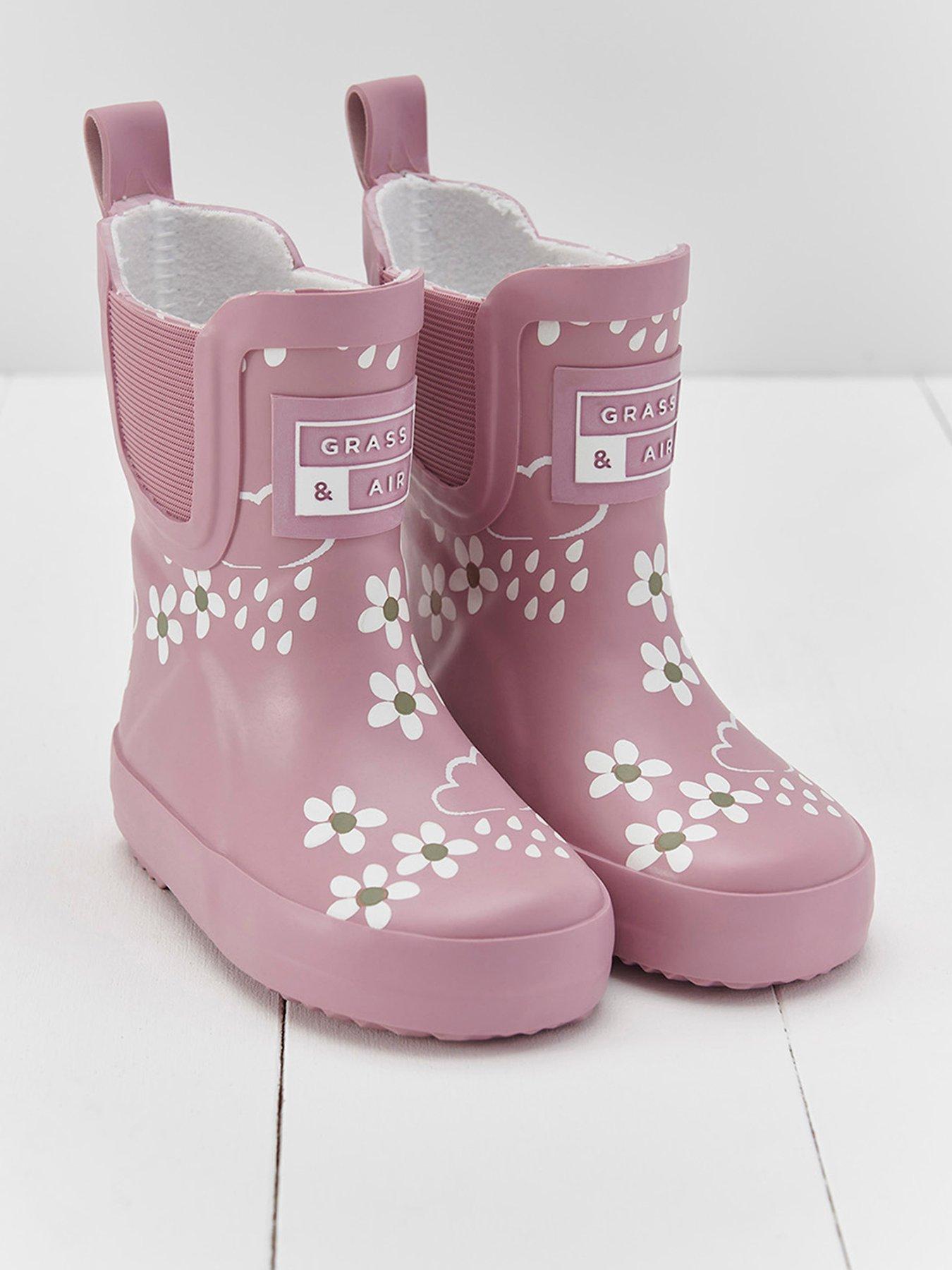 Grass & Air Infant/ Junior Floral Shorty Colour-Revealing Winter Wellies - Pink