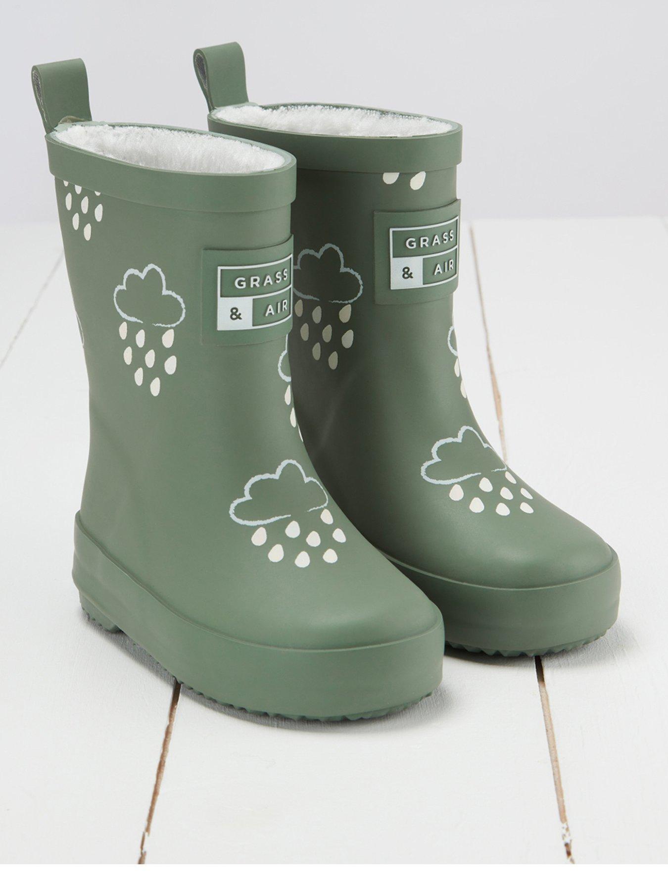 Grass & Air Infant/ Junior Colour-Revealing Winter Wellies - Green