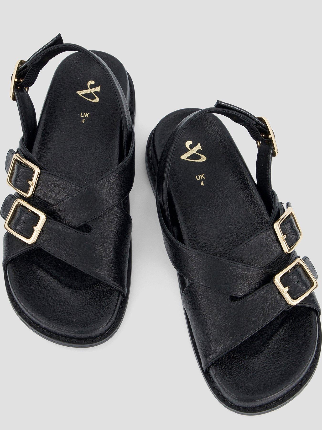 Image 3 of 5 of The Very Collection Double Buckle Footbed Sandal - Brown