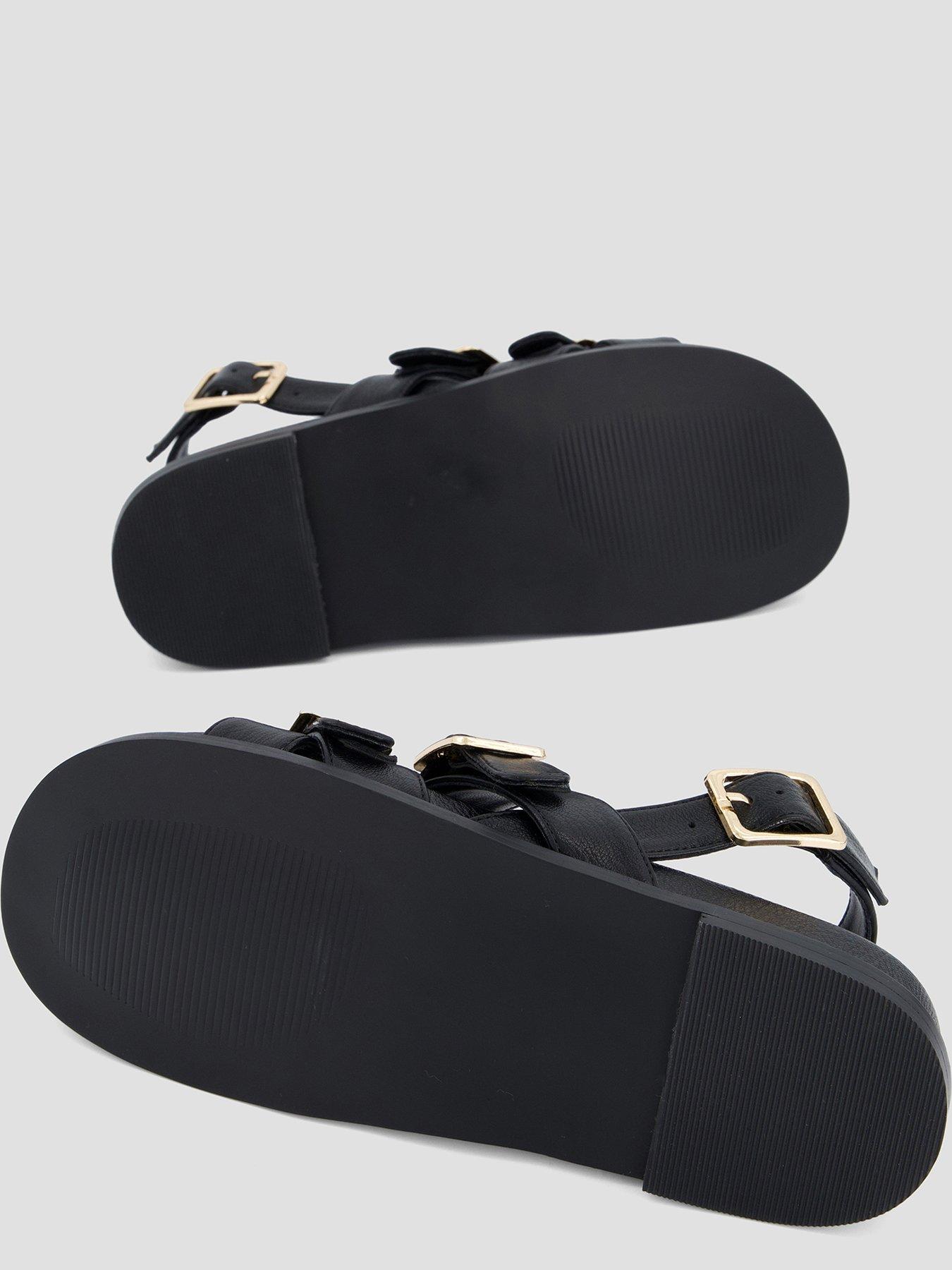 Image 4 of 5 of The Very Collection Double Buckle Footbed Sandal - Brown