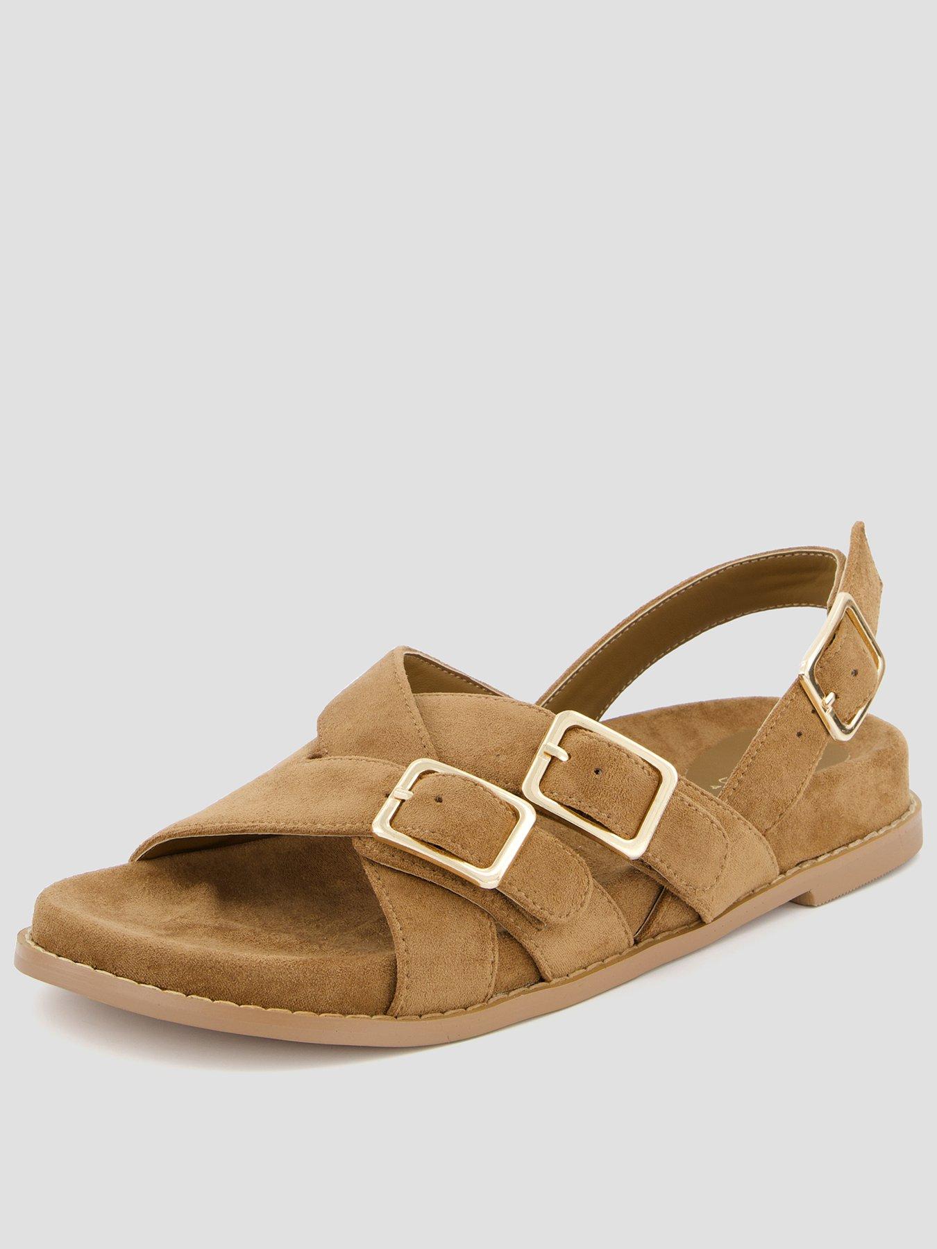 Image 1 of 6 of The Very Collection Double Buckle Footbed Sandal - Brown