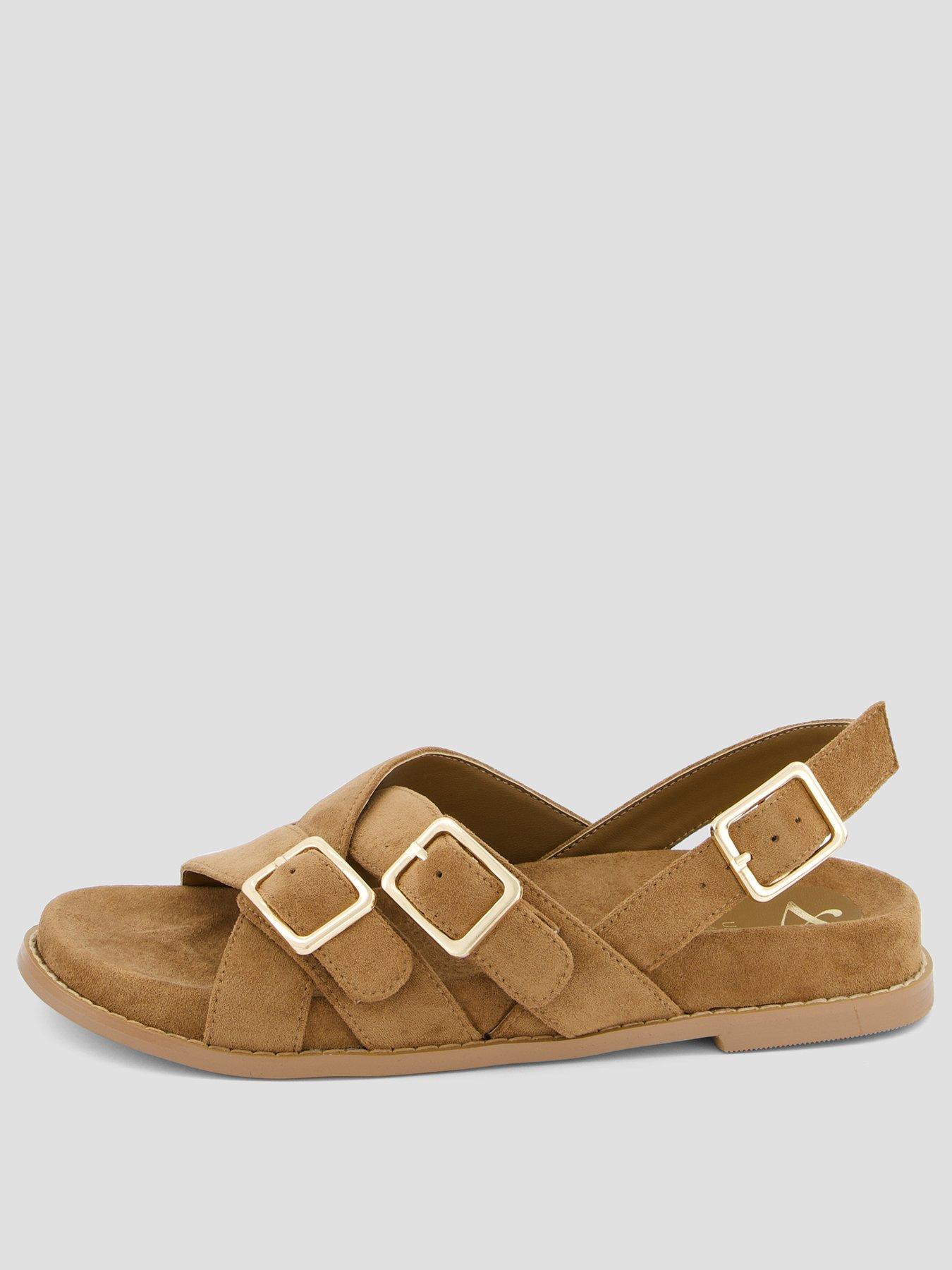 Image 2 of 6 of The Very Collection Double Buckle Footbed Sandal - Brown