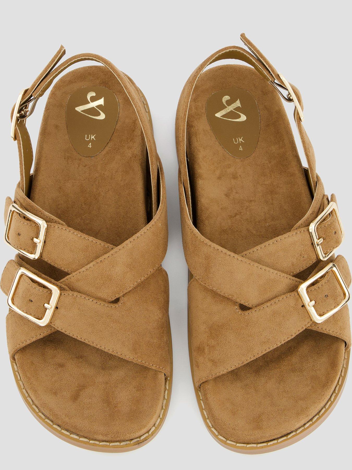 Image 3 of 6 of The Very Collection Double Buckle Footbed Sandal - Brown