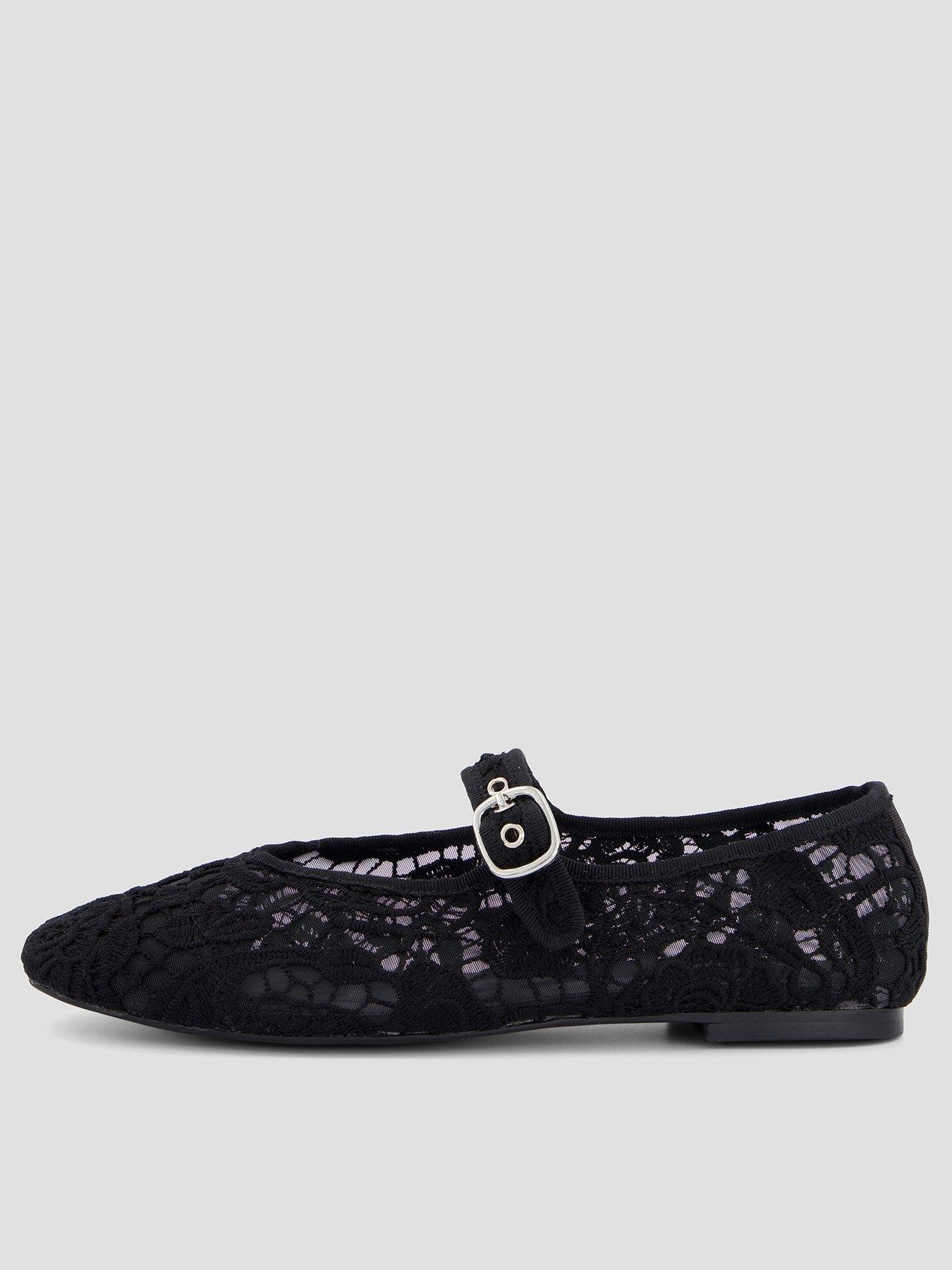 Image 1 of 7 of The Very Collection Lace Ballet Flat Shoe - Black