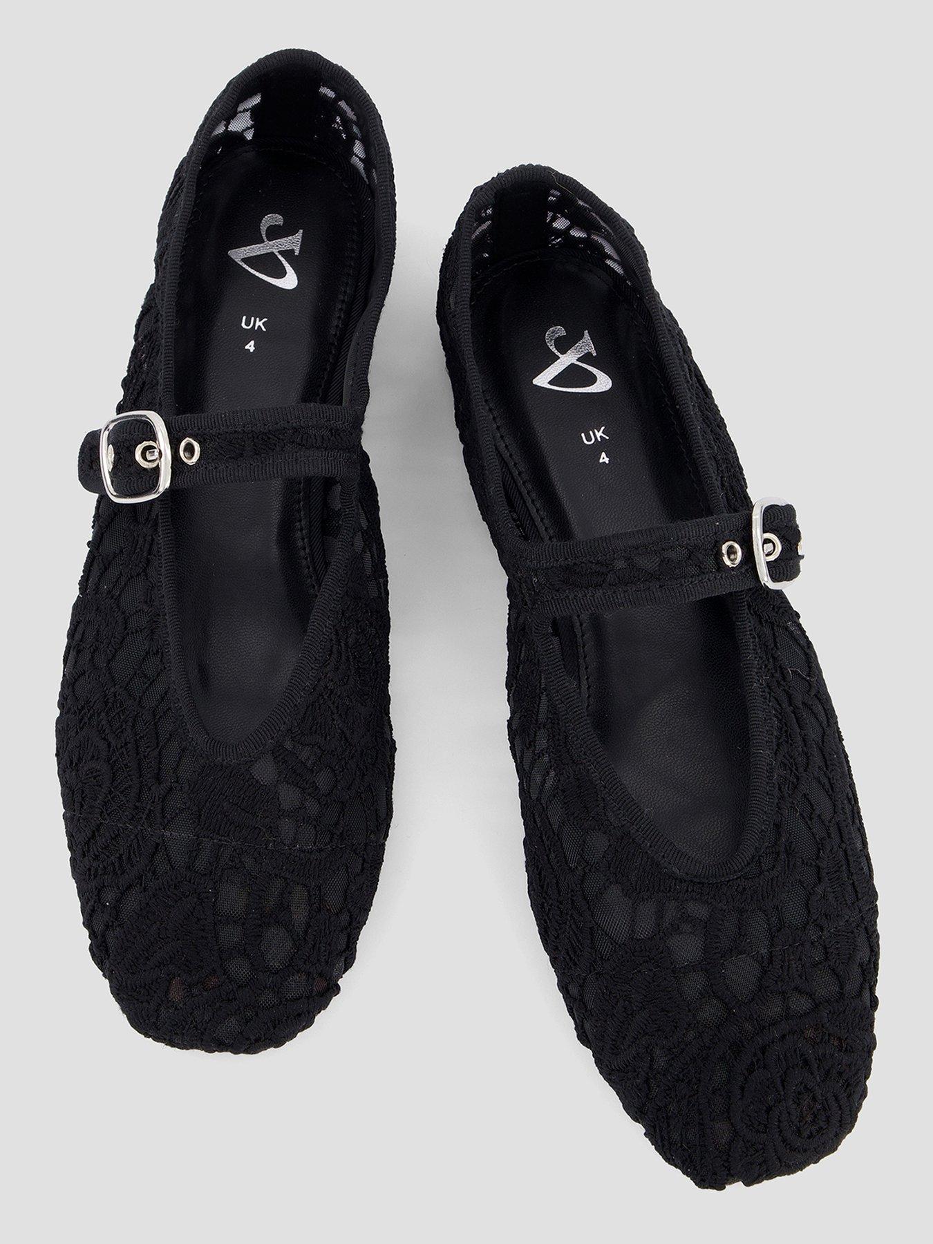 Image 3 of 7 of The Very Collection Lace Ballet Flat Shoe - Black