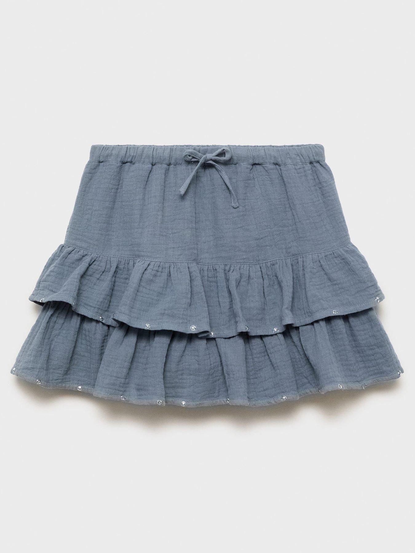 Mango Girls Tiered Skirt - Blue