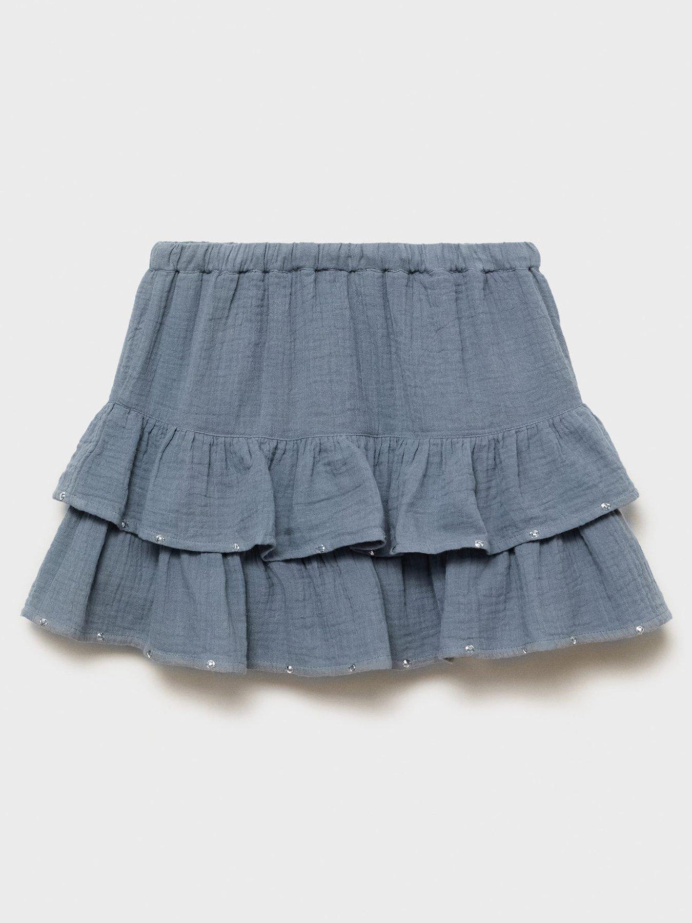 Image 2 of 4 of Mango Girls Tiered Skirt - Blue