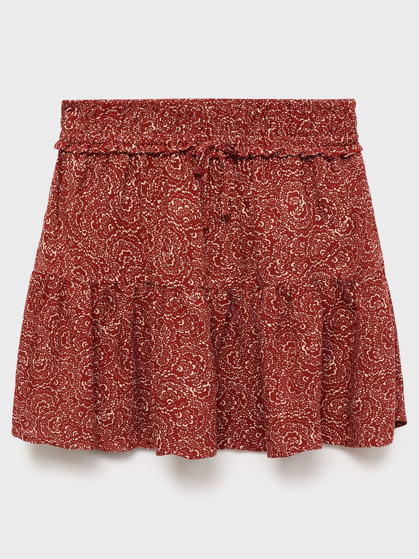 Mango Girls A Line Frill Skirt - Orange