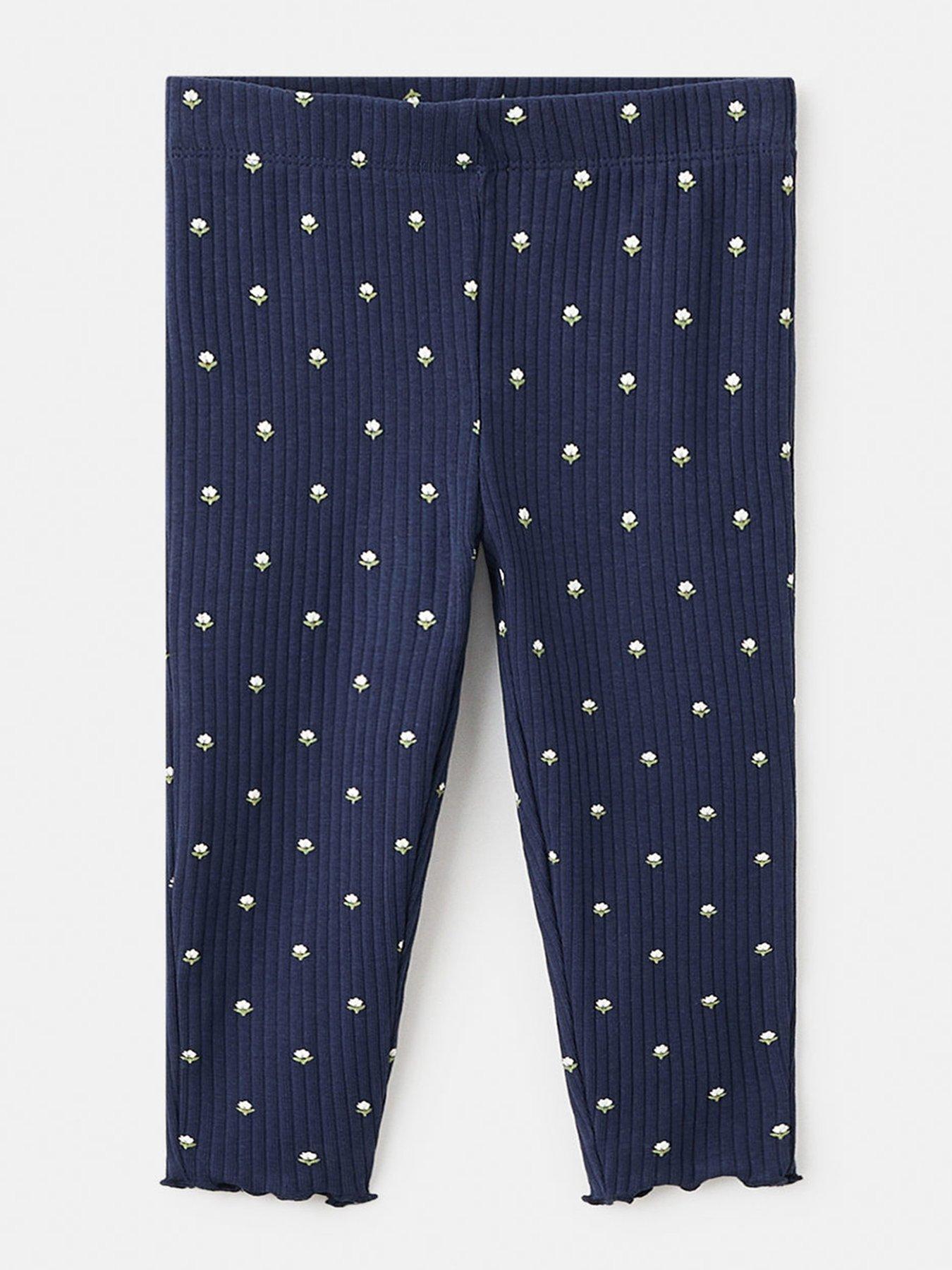 undefined Younger Girls Floral Print Leggings - Navy