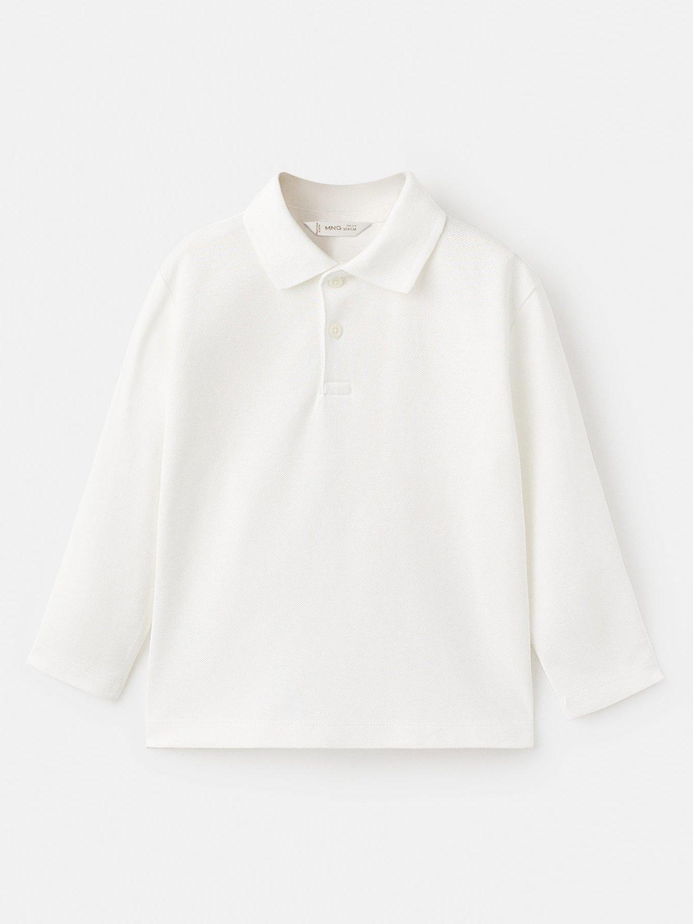 undefined Younger Boys Long Sleeve Polo - White
