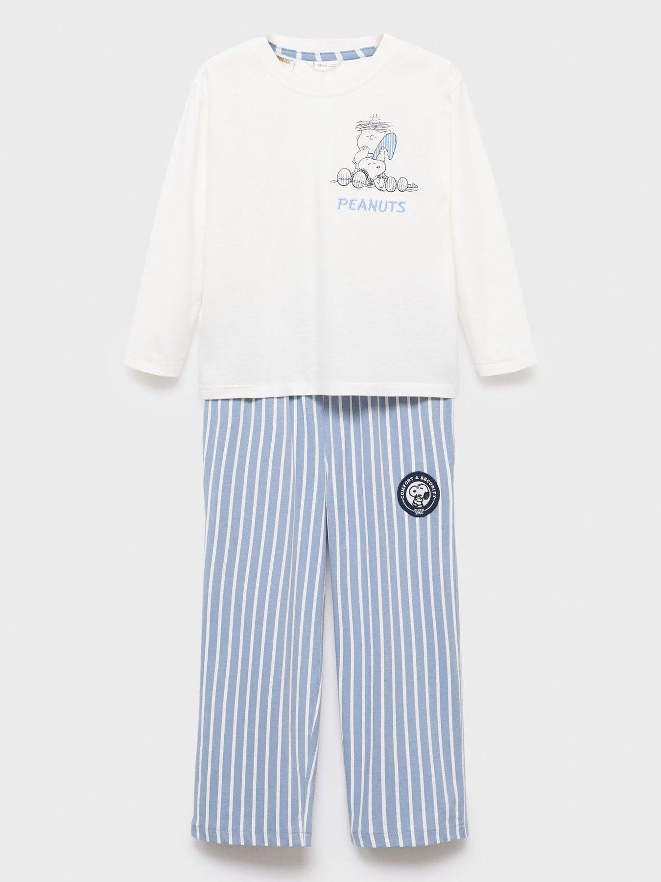 undefined Younger Boys Snoopy Long Sleeve Pyjamas - Blue