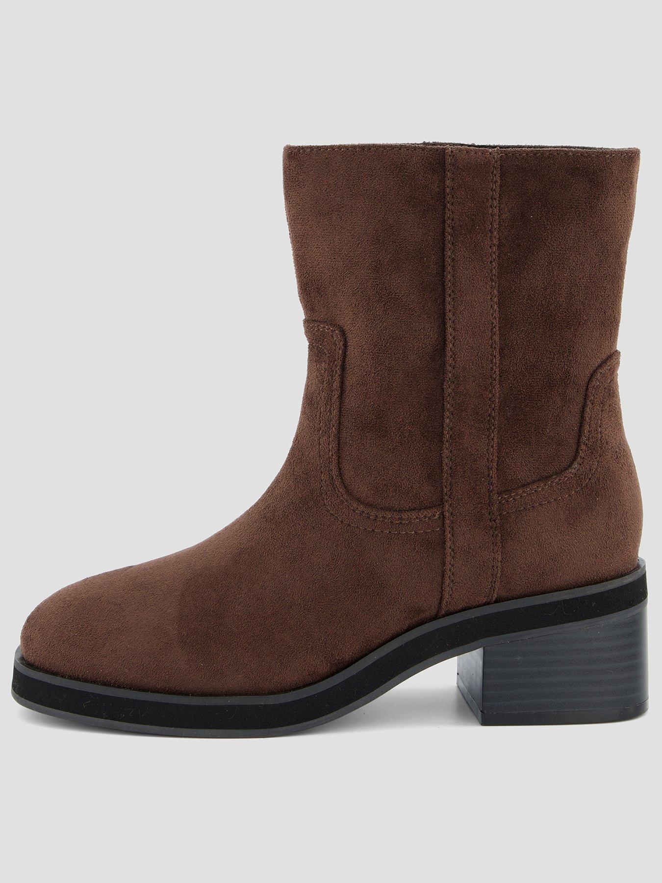 The Very Collection Low Block Heel Ankle Boot - Brown