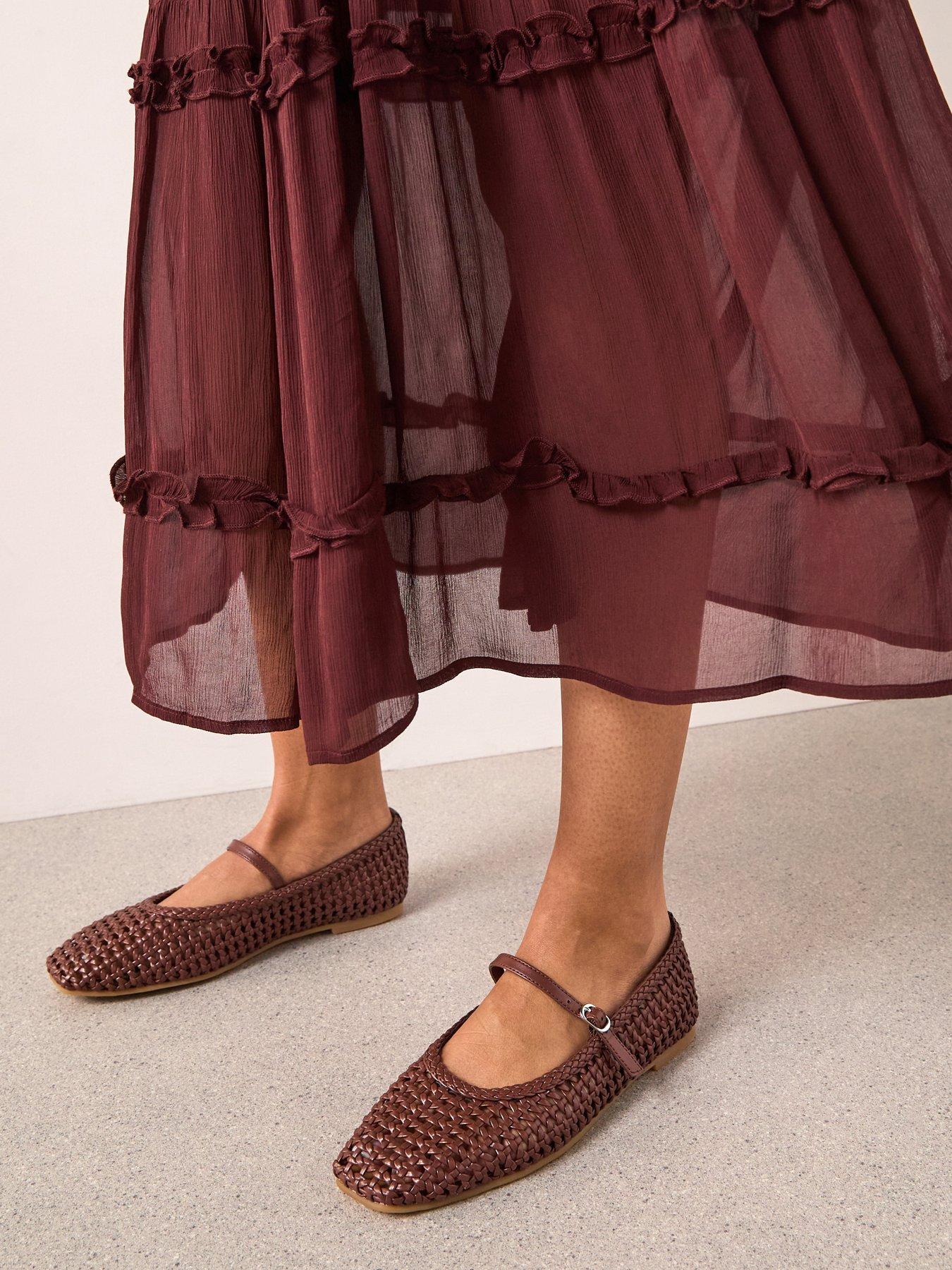 The Very Collection Square Toe Woven Ballet Flat - Chocolate