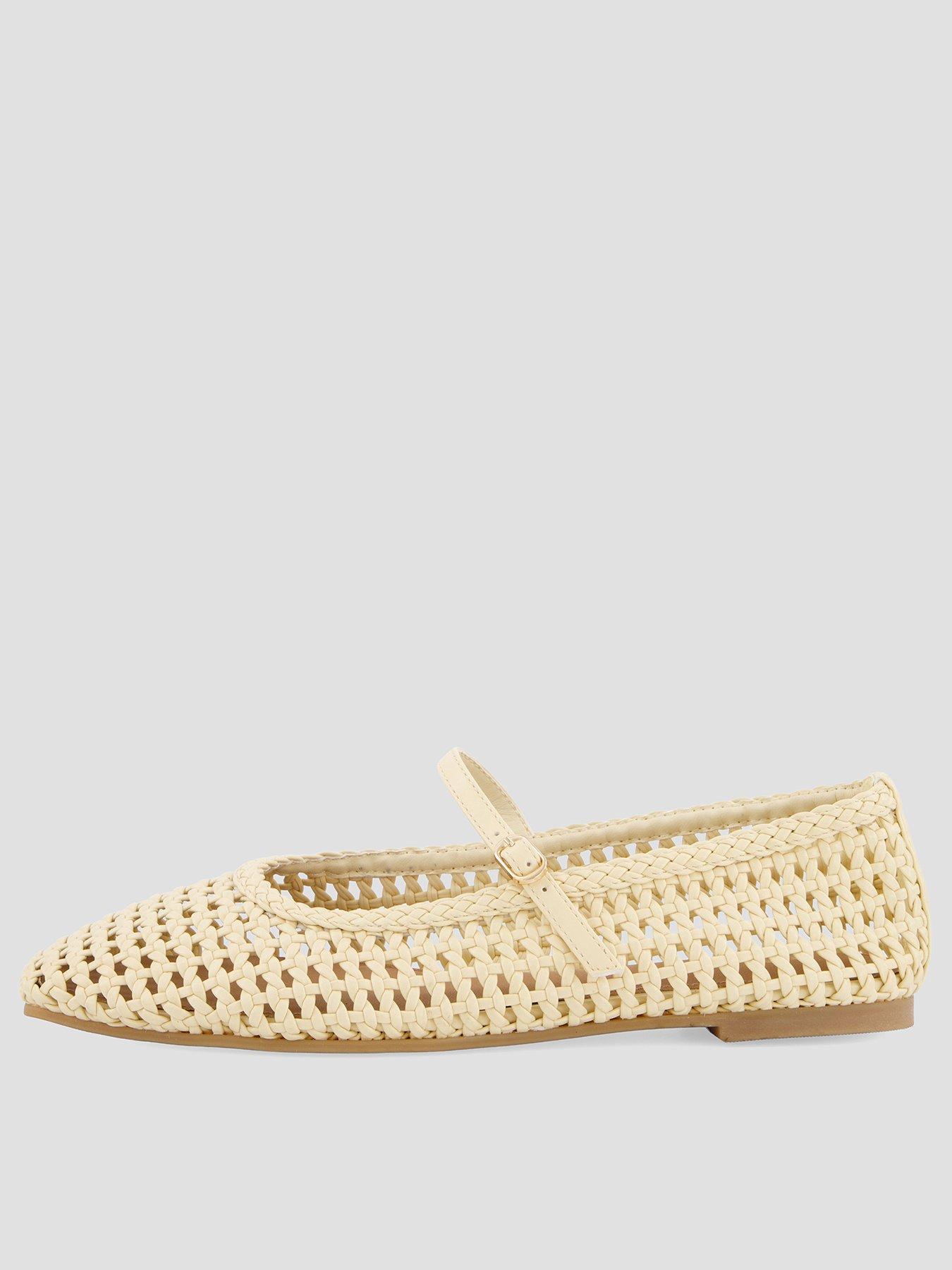 The Very Collection Square Toe Woven Ballet Flat - Cream