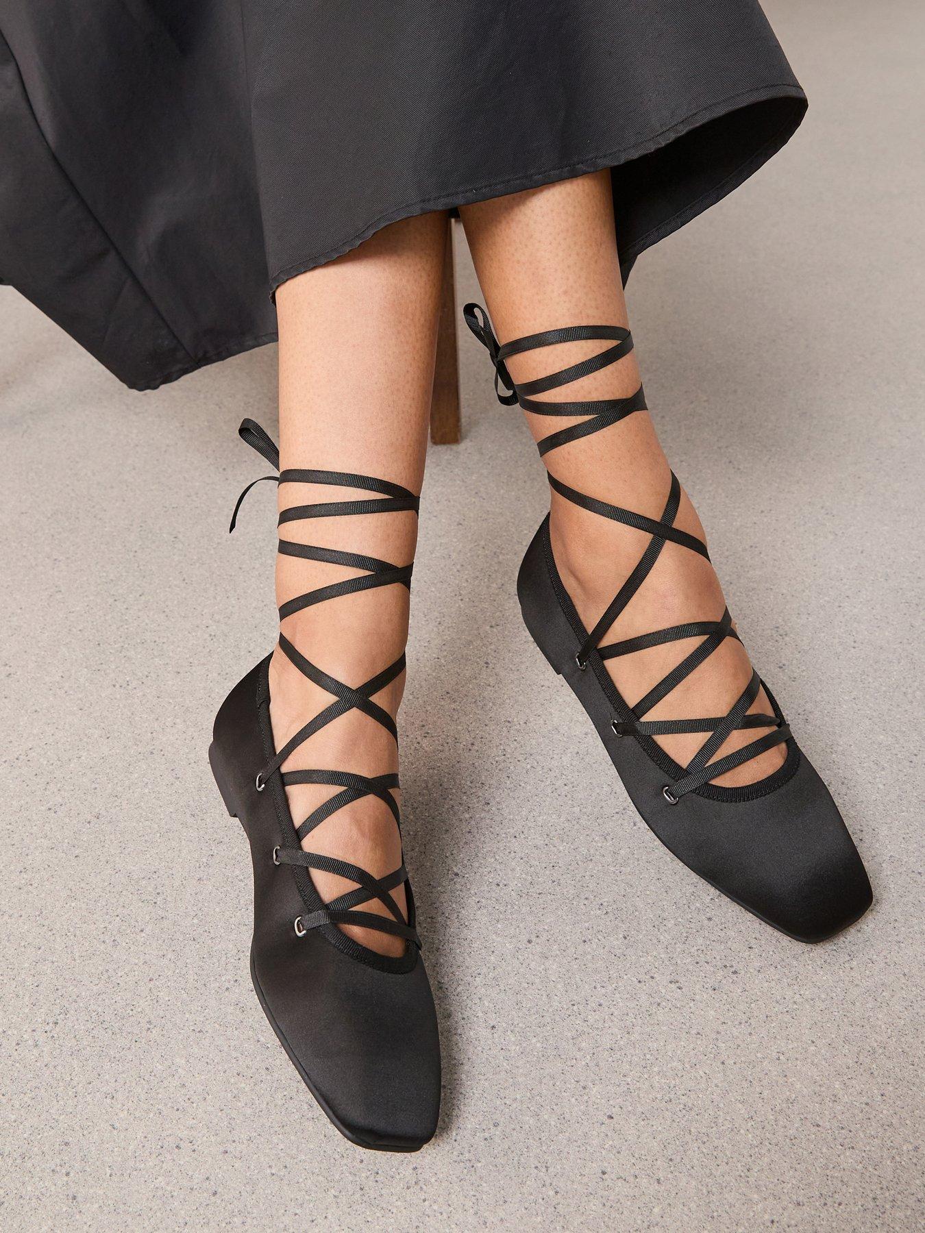 The Very Collection Ghillie Ballet Flat Shoe - Black