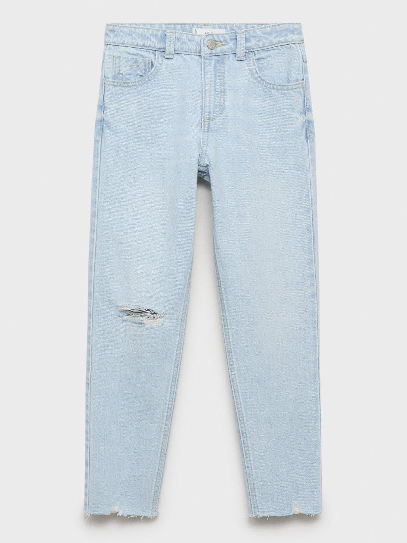 Mango Girls Mom Jeans - Light Blue