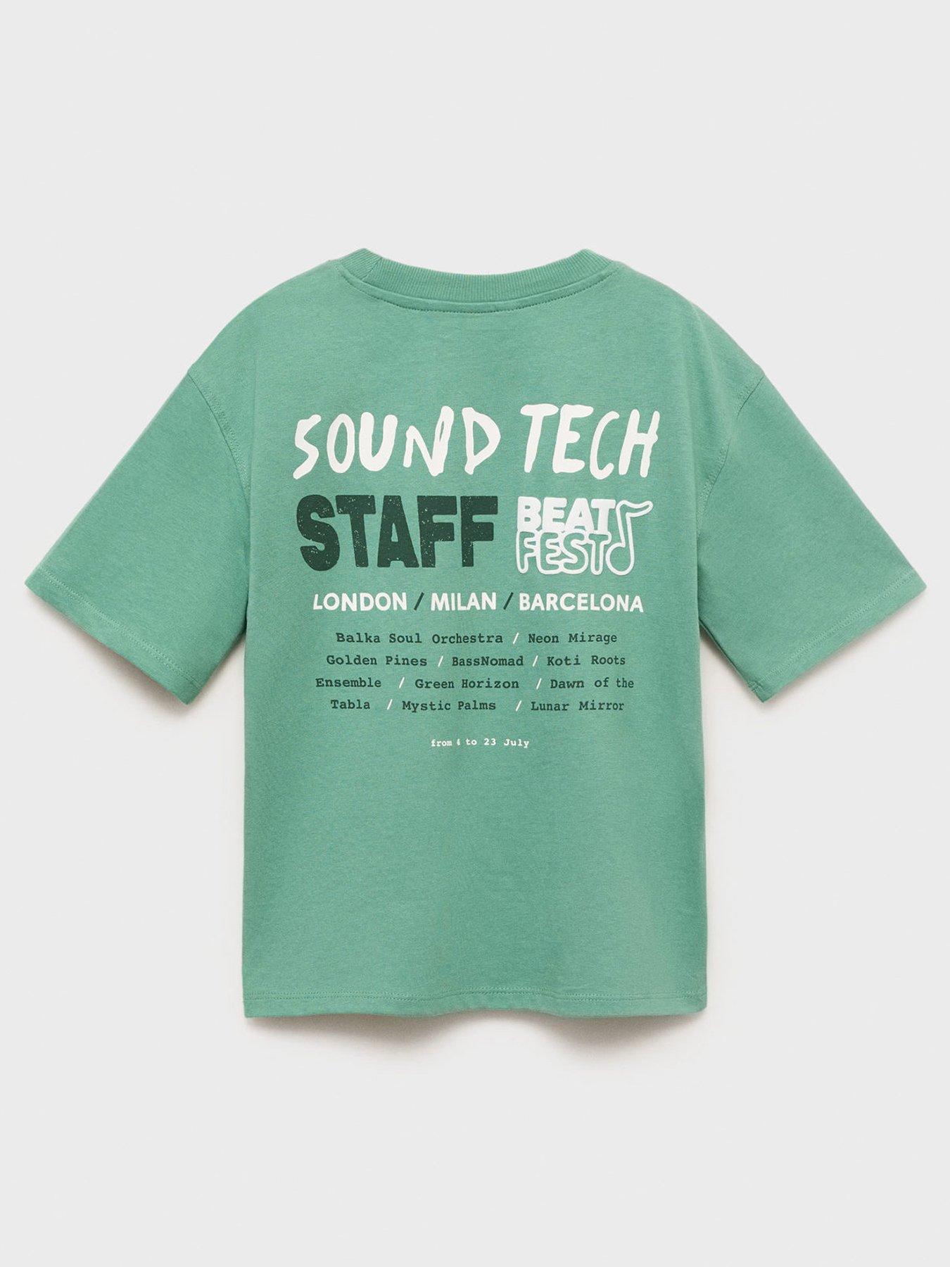 Mango Boys Beats Back Print Short Sleeve T-shirt - Green