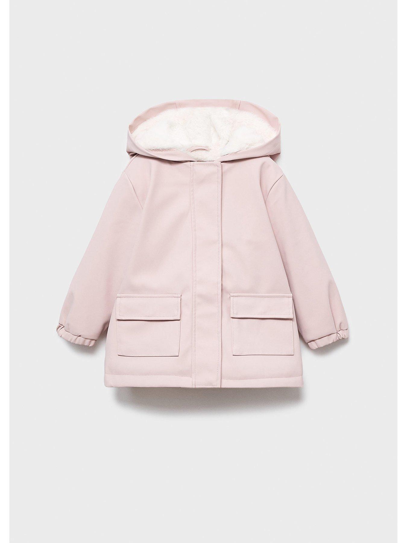undefined Younger Girls Faux Fur Lined Raincoat - Light Pink