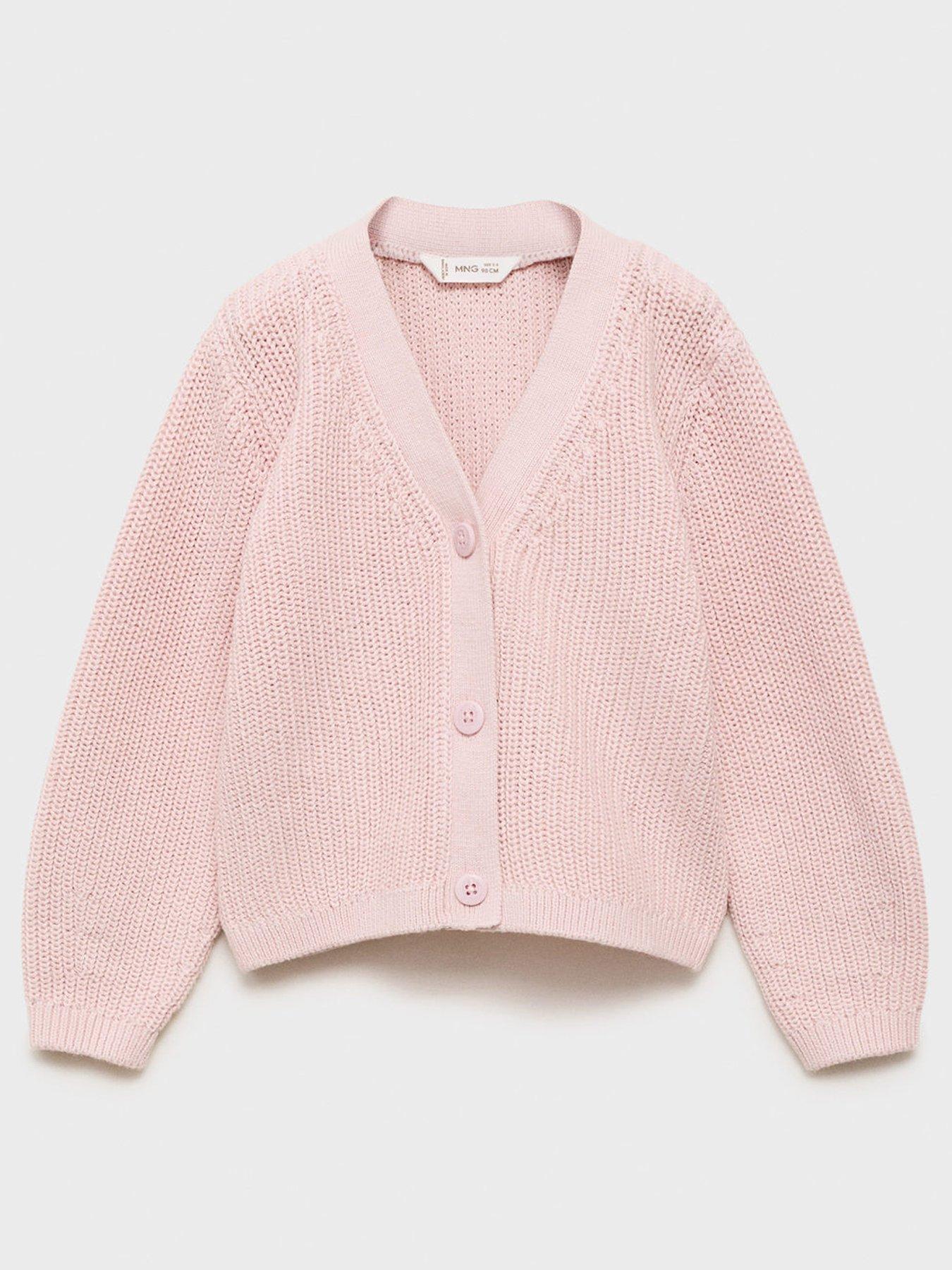 Mango Younger Girls Knitted Cardigan - Light Pink