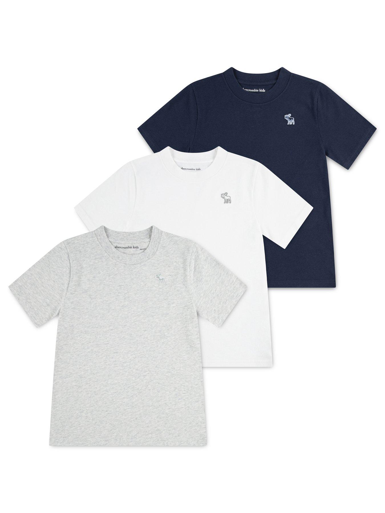Abercrombie & Fitch Boys 3 Pack Short Sleeve T-Shirts, Blue, Size 7-8 Years