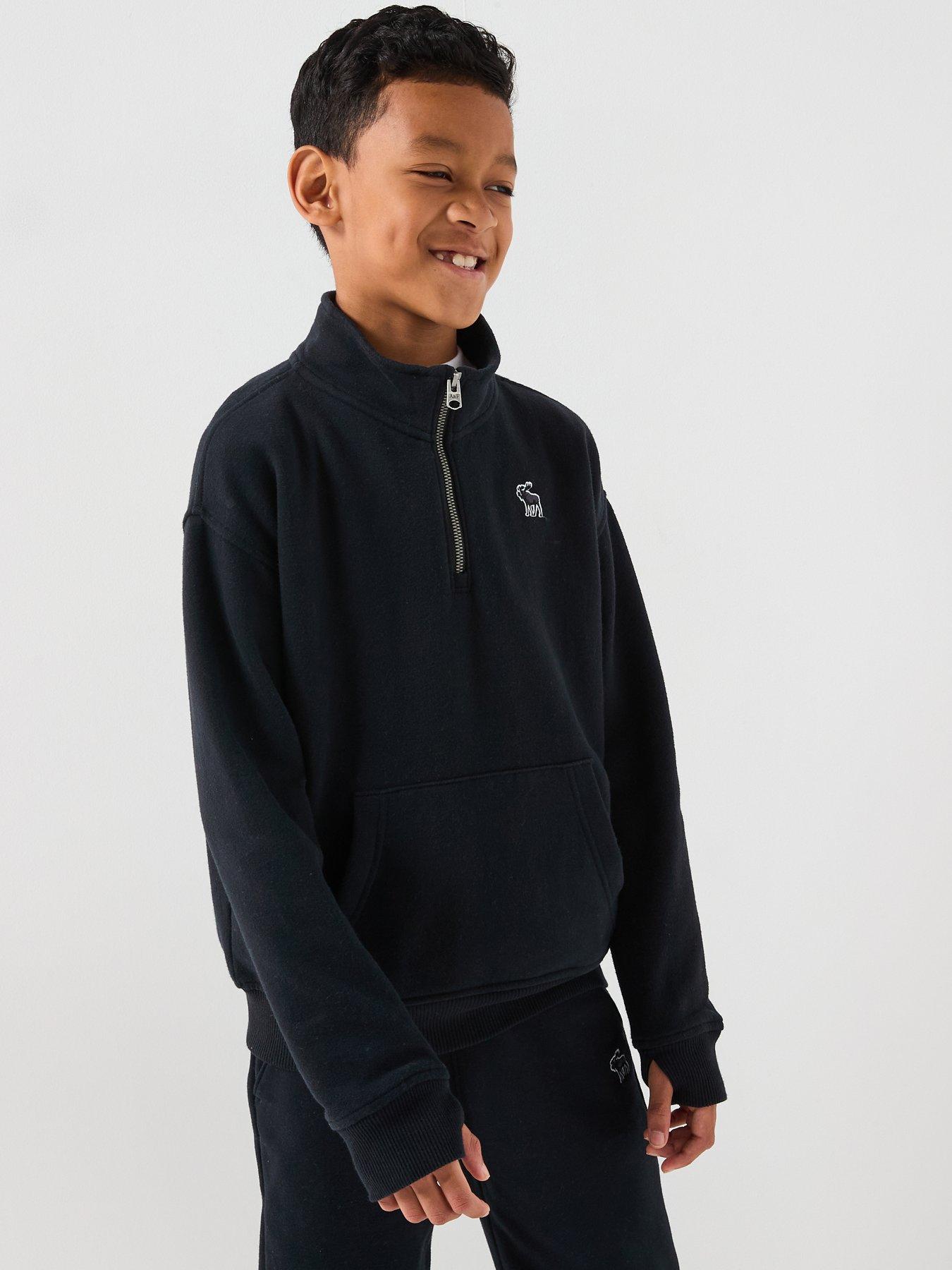 undefined Boys Essential 1/4 Zip Mock Neck Sweatshirt - Black