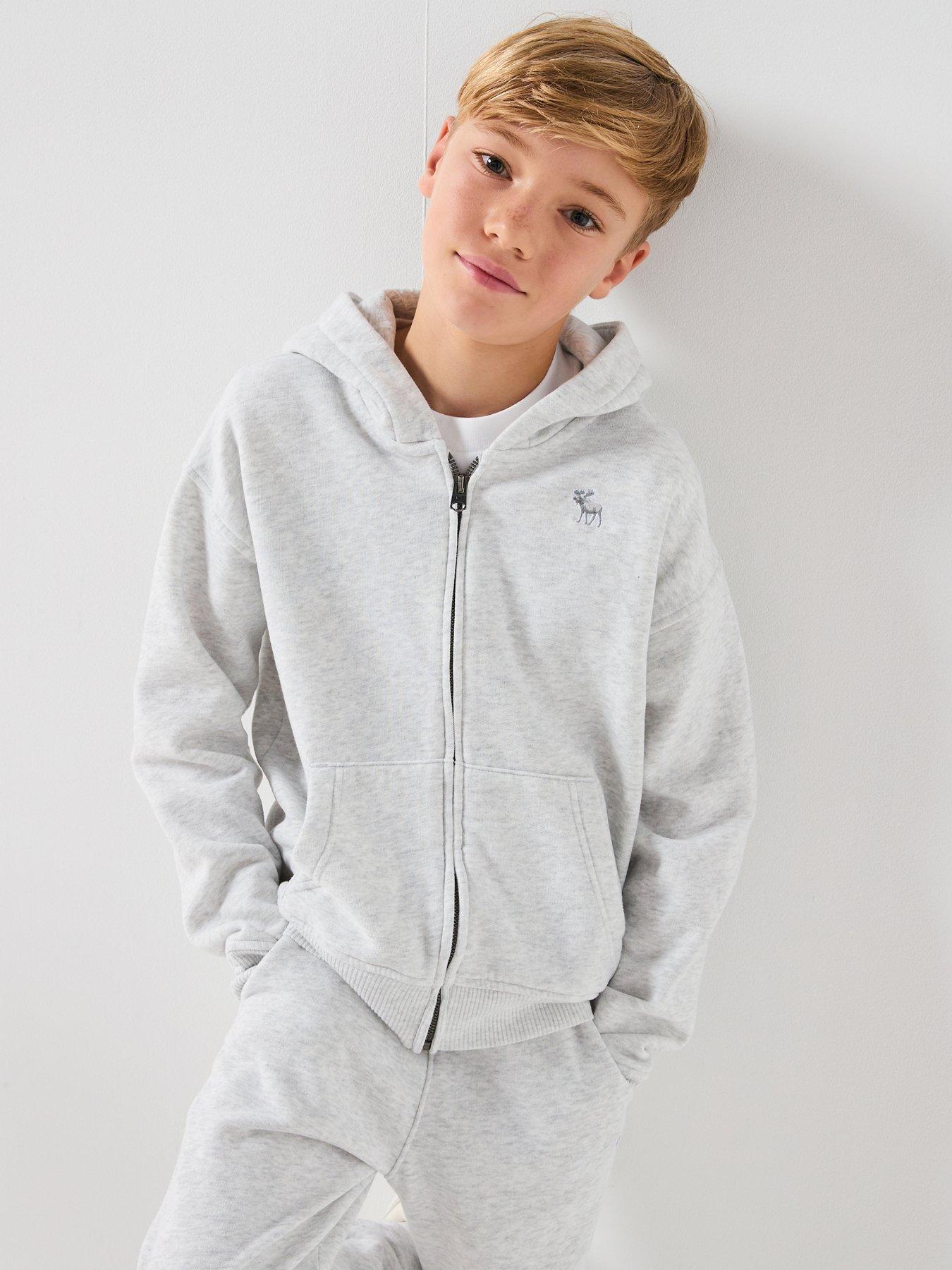 Abercrombie & Fitch Boys Essentials Full Zip Hoodie - Grey
