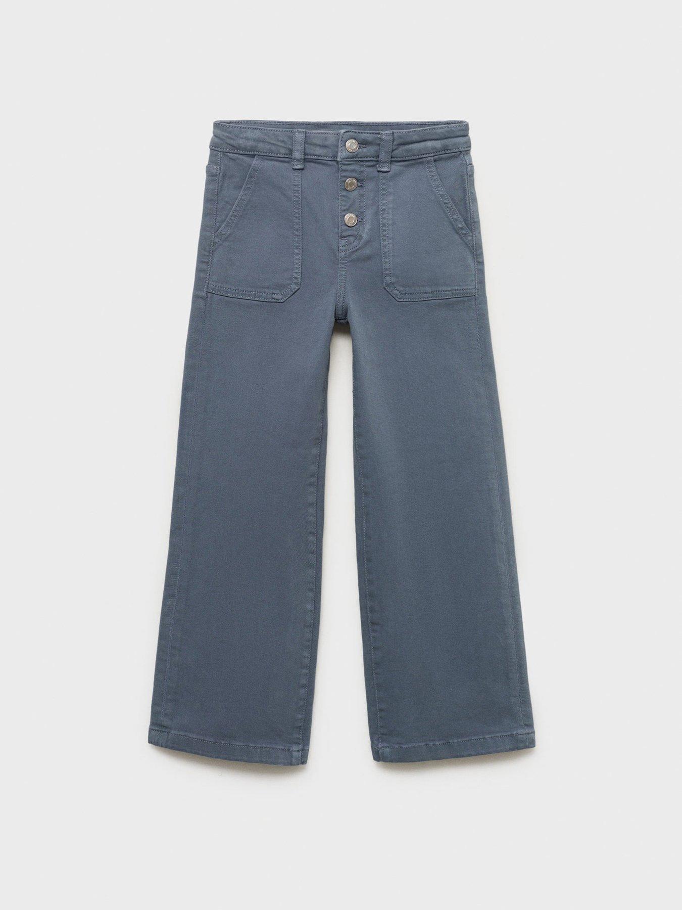 Mango Girls Wide Leg Coloured Jeans, Blue, Size Age: 8 Years
