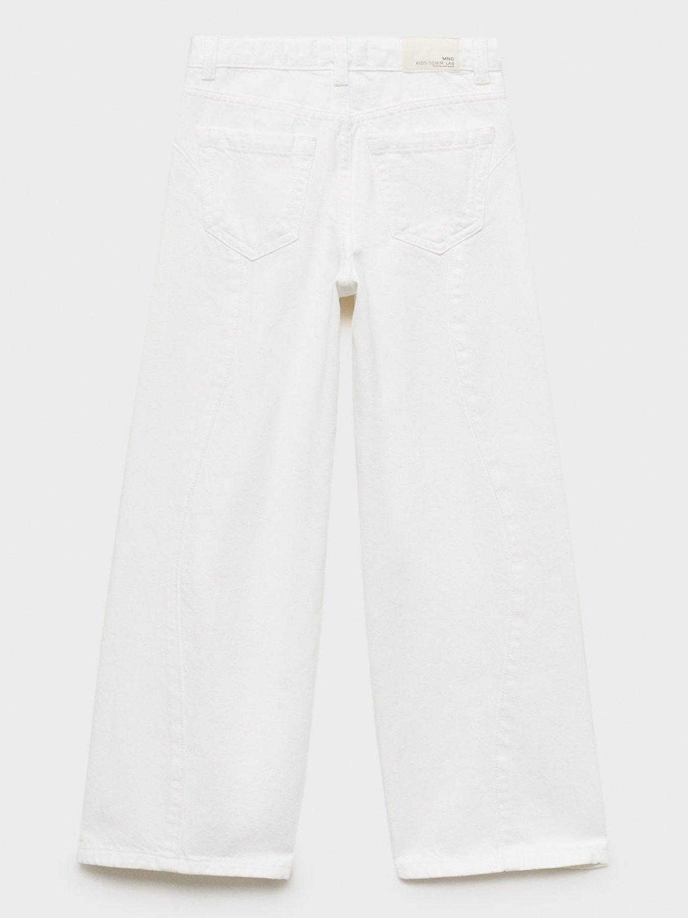 Mango Girls Wide Leg Jeans White Very