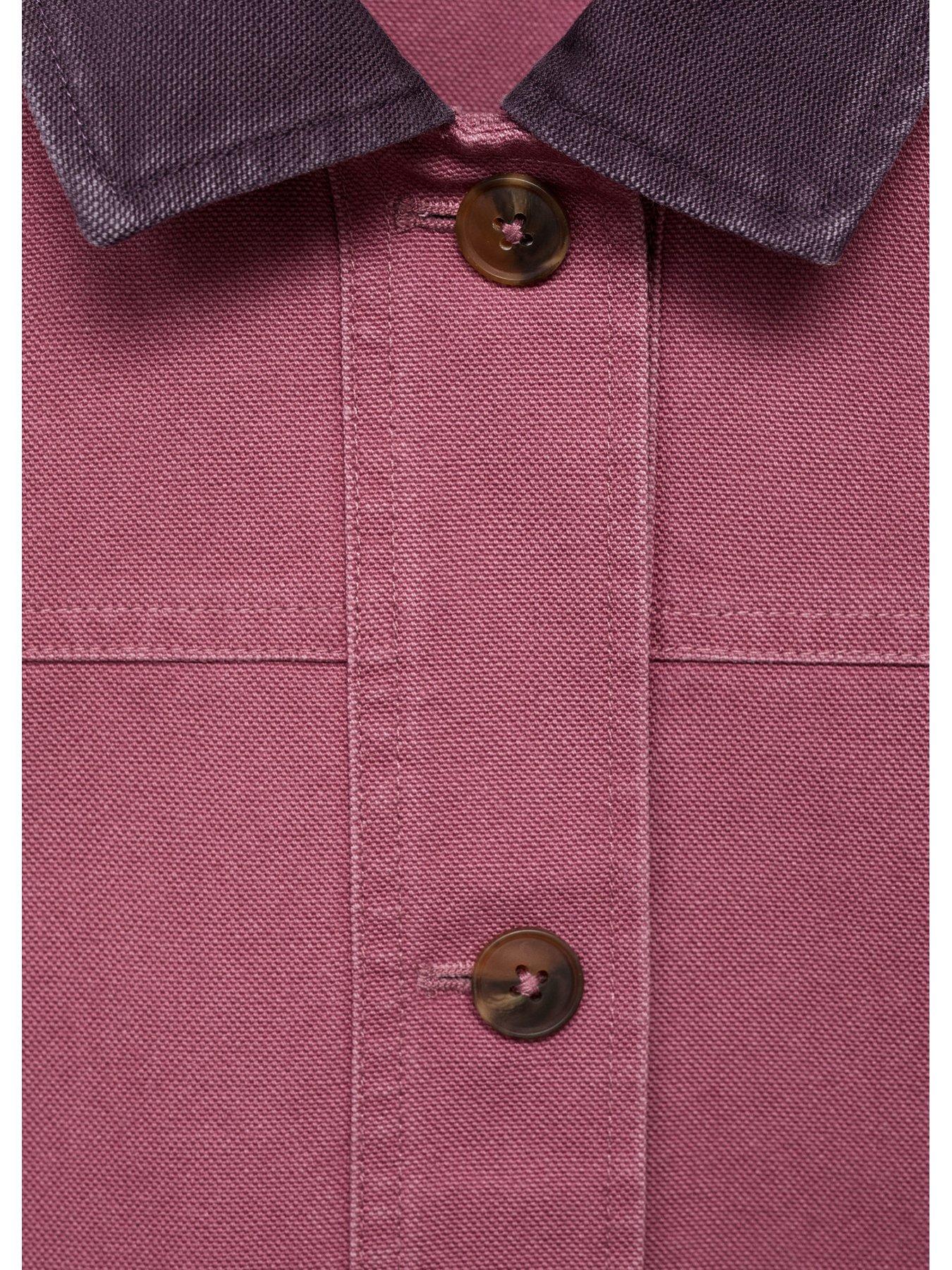 Image 4 of 4 of Mango Girls Contrast Collar Denim Jacket - Dark Pink