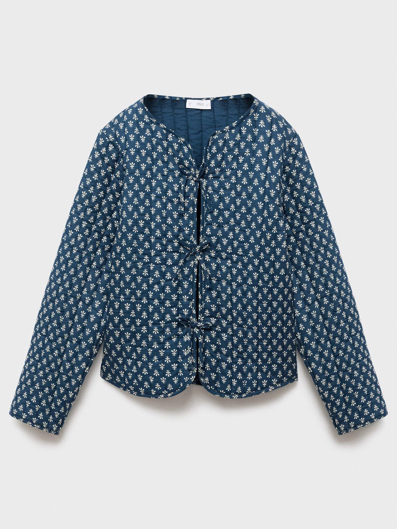 Mango Girls Printed Jacket - Navy