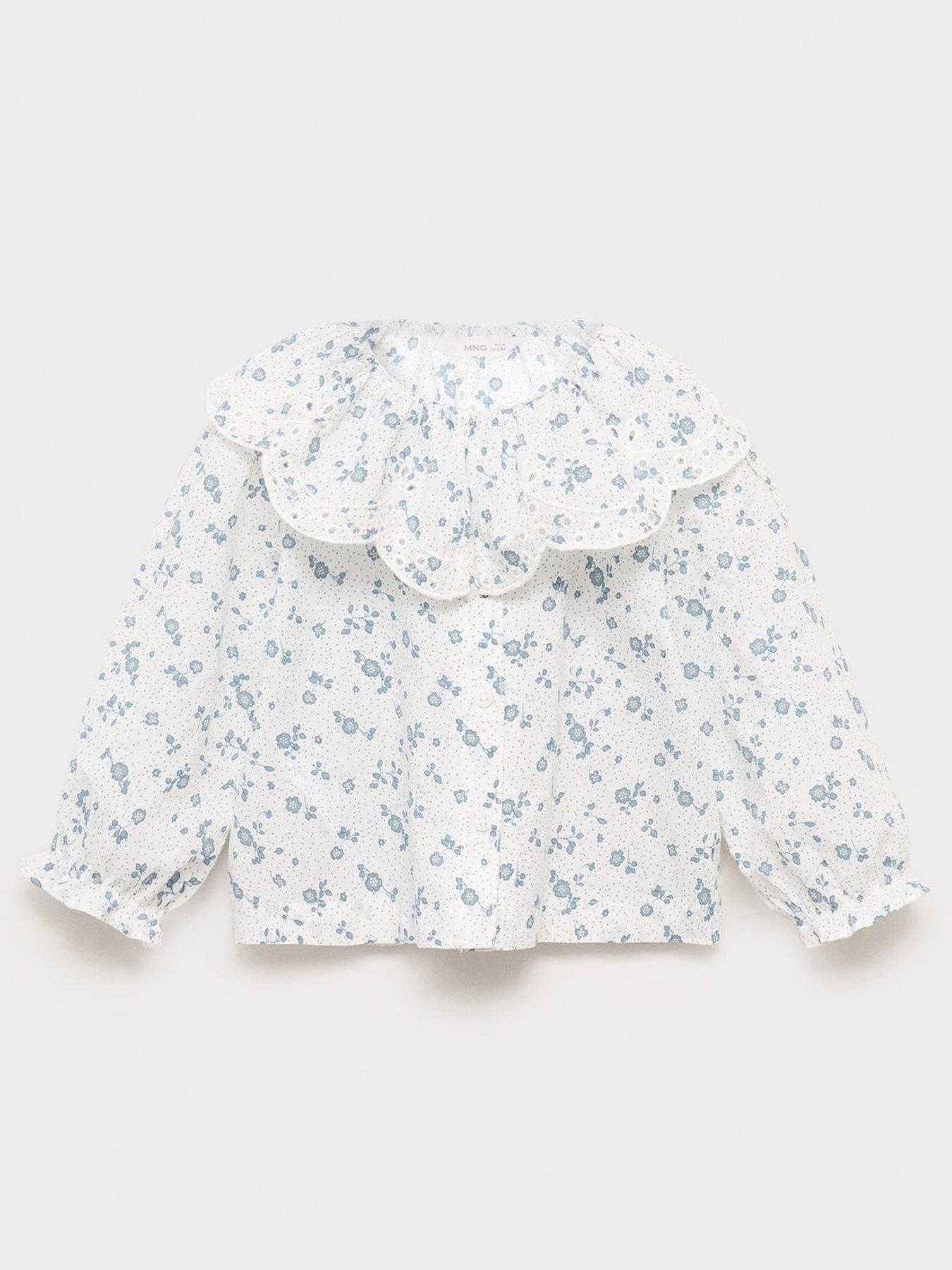 undefined Baby Girls Floral Long Sleeve Blouse - Light Cream