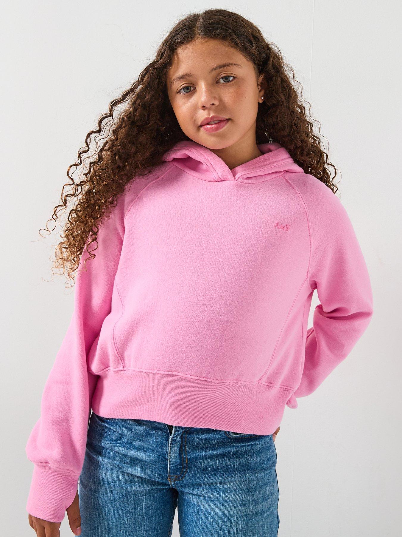 Abercrombie & Fitch Girls Essential Pullover Hoodie, Pink, Size Age: 15-16 Years