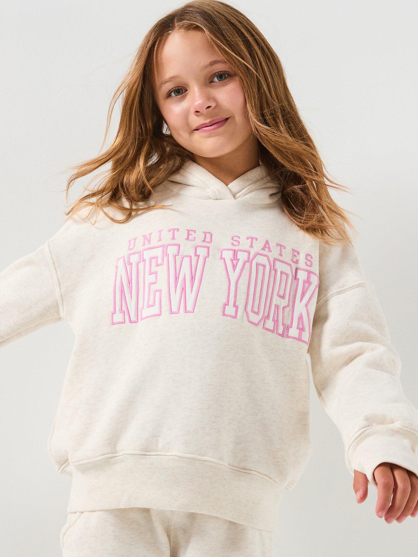 undefined Girls New York Popover Hoodie - Beige