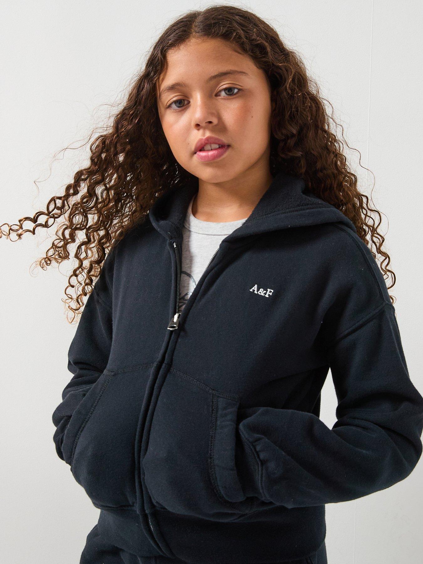 Abercrombie & Fitch Girls Essential Full Zip Hoodie - Black