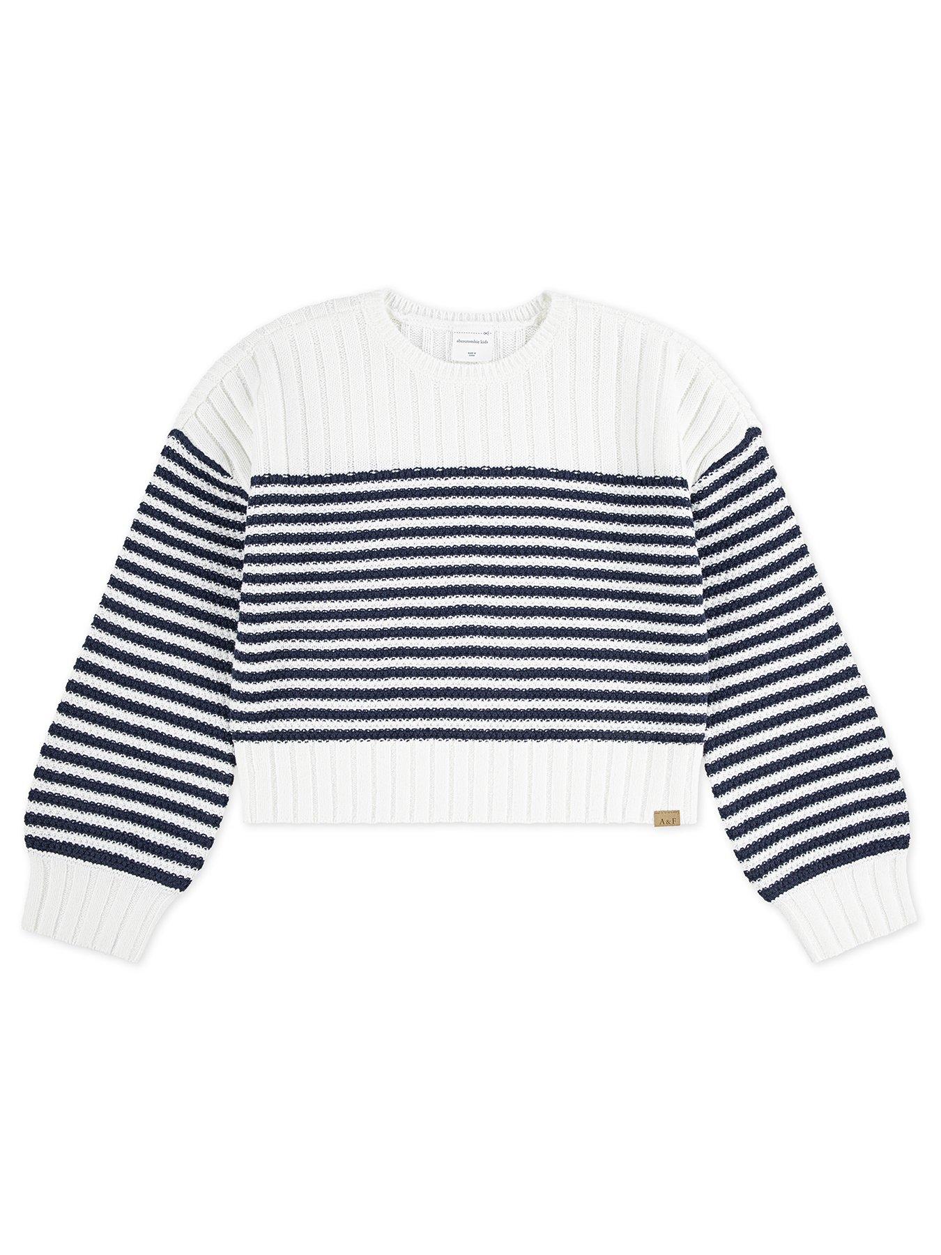 Image 1 of 3 of Abercrombie & Fitch Girls Slash Neck Sweater - White