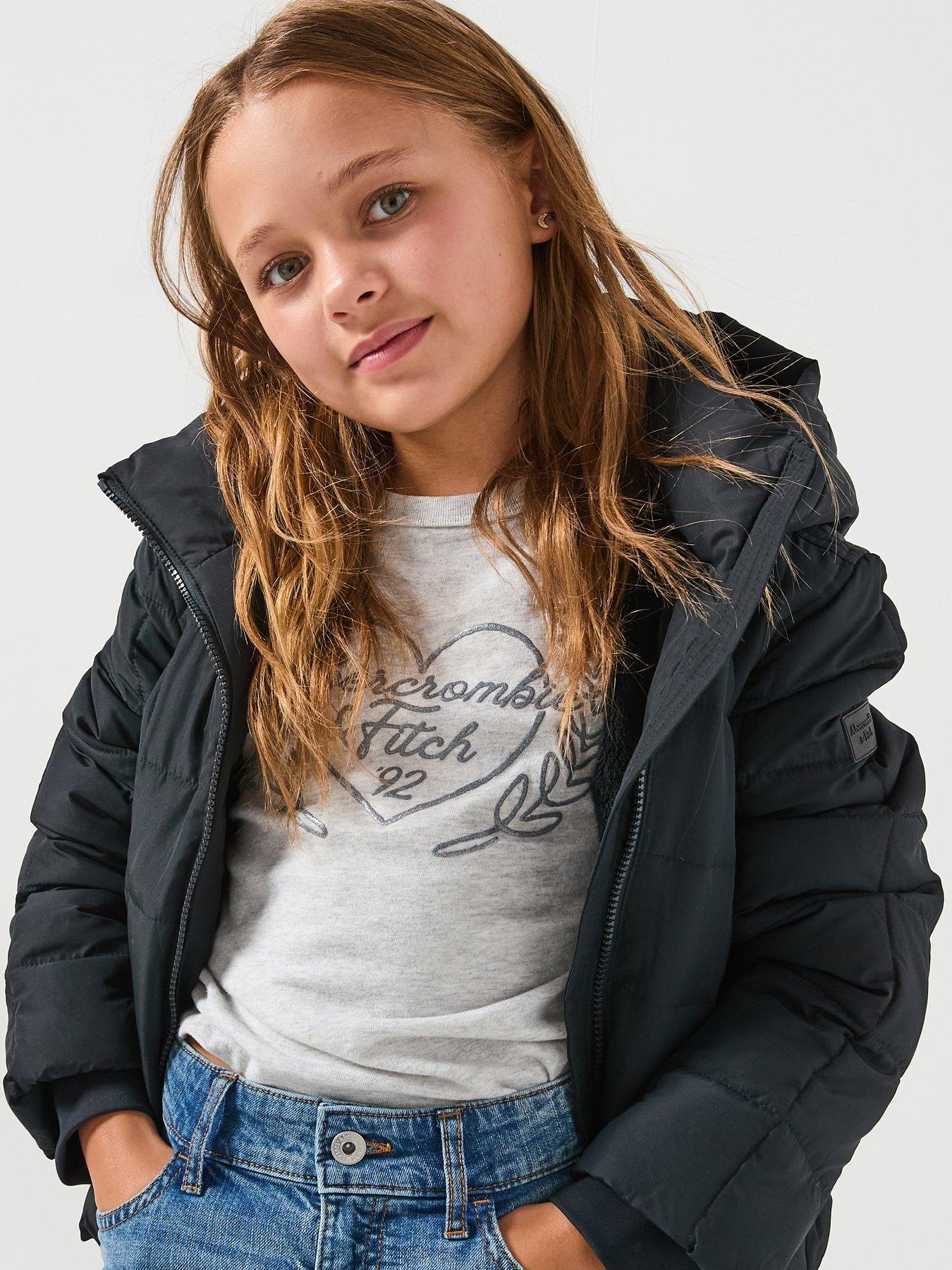 Image 4 of 6 of Abercrombie & Fitch Girls Midweight Padded Jacket - Black