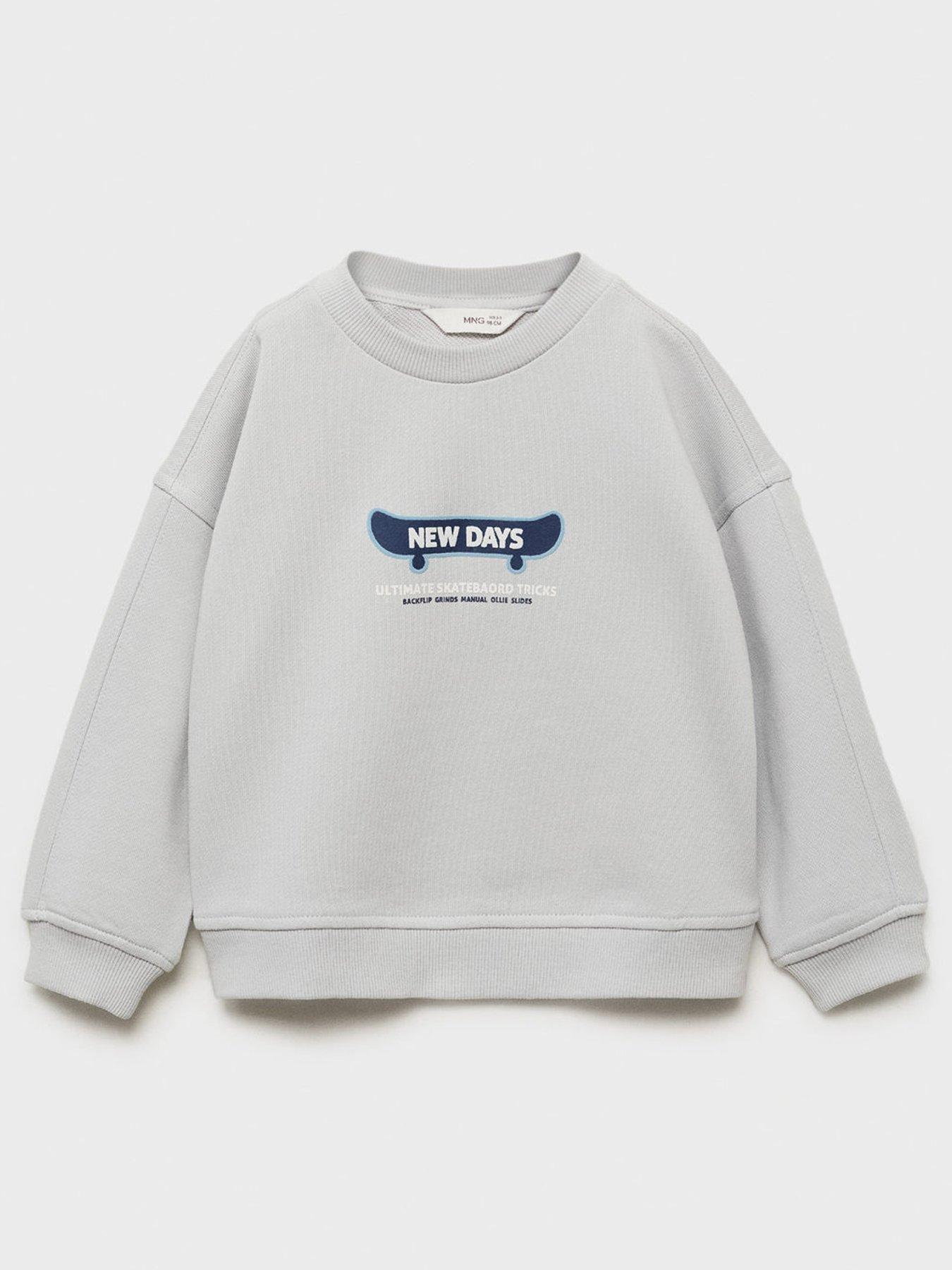 undefined Younger Boys Skater Back Print Sweat - Light Grey