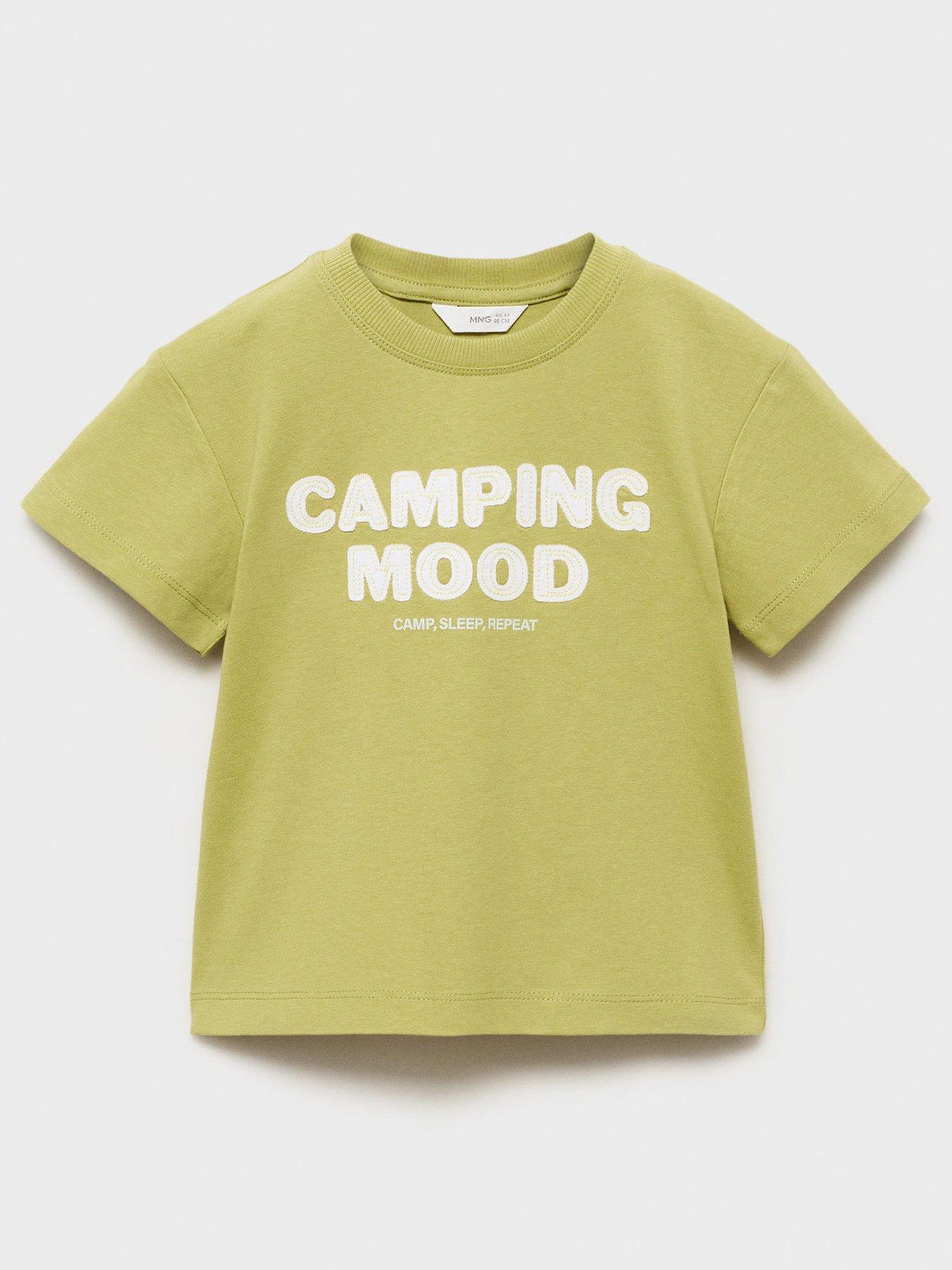 undefined Younger Boys Camping Short Sleeve T-Shirt - Bright Green