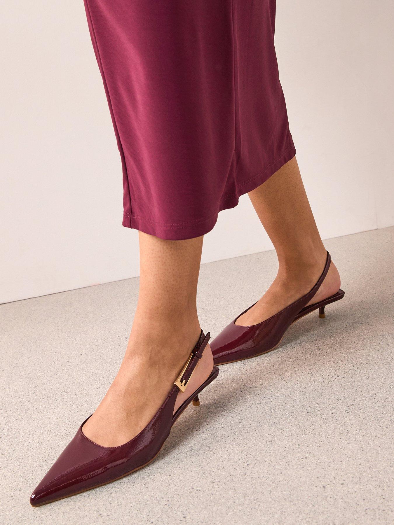 The Very Collection Kitten Heel Sling Back Court Shoe - Burgundy Red