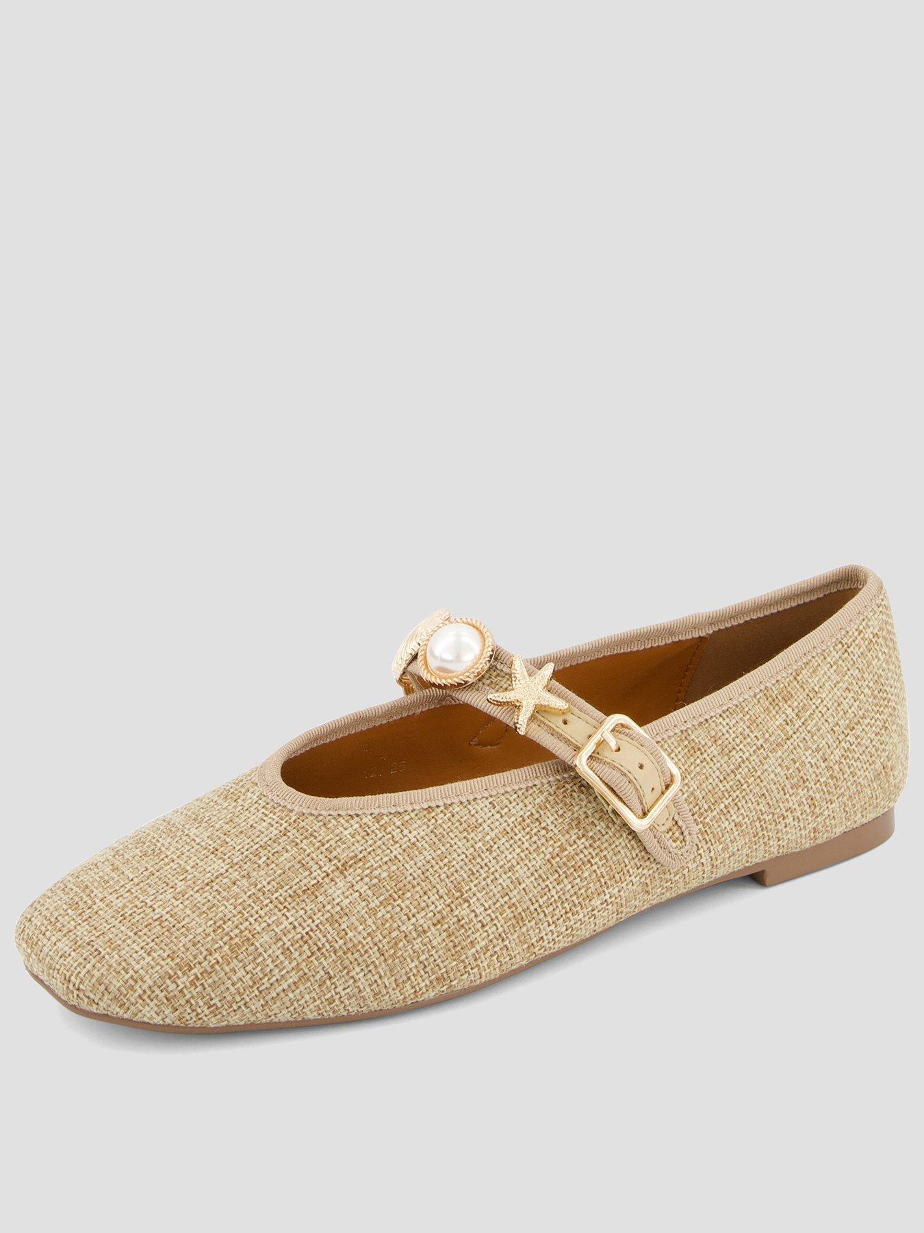Image 1 of 7 of The Very Collection Beaded Ballet Flat Shoe- Natural&nbsp;