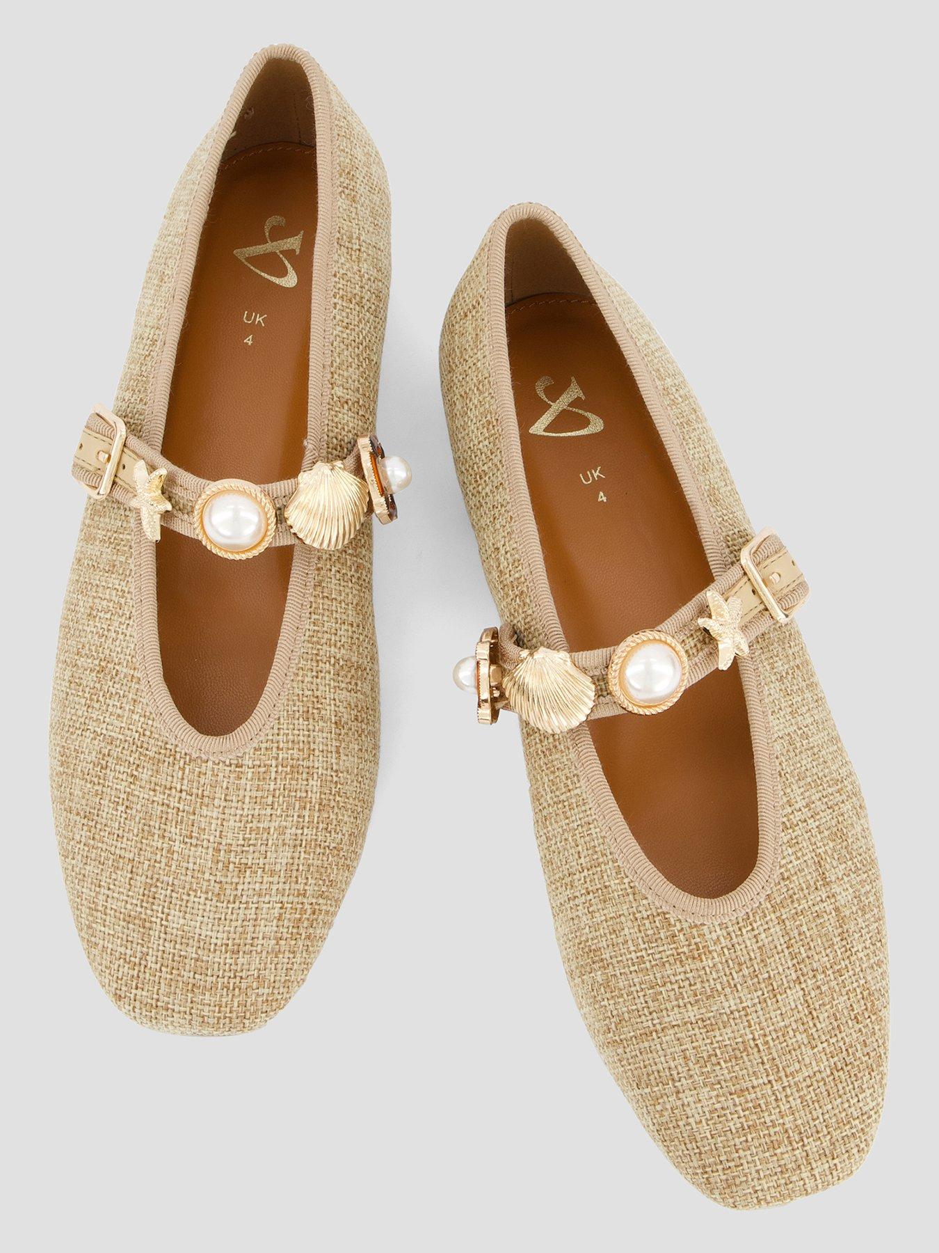 Image 3 of 7 of The Very Collection Beaded Ballet Flat Shoe- Natural&nbsp;
