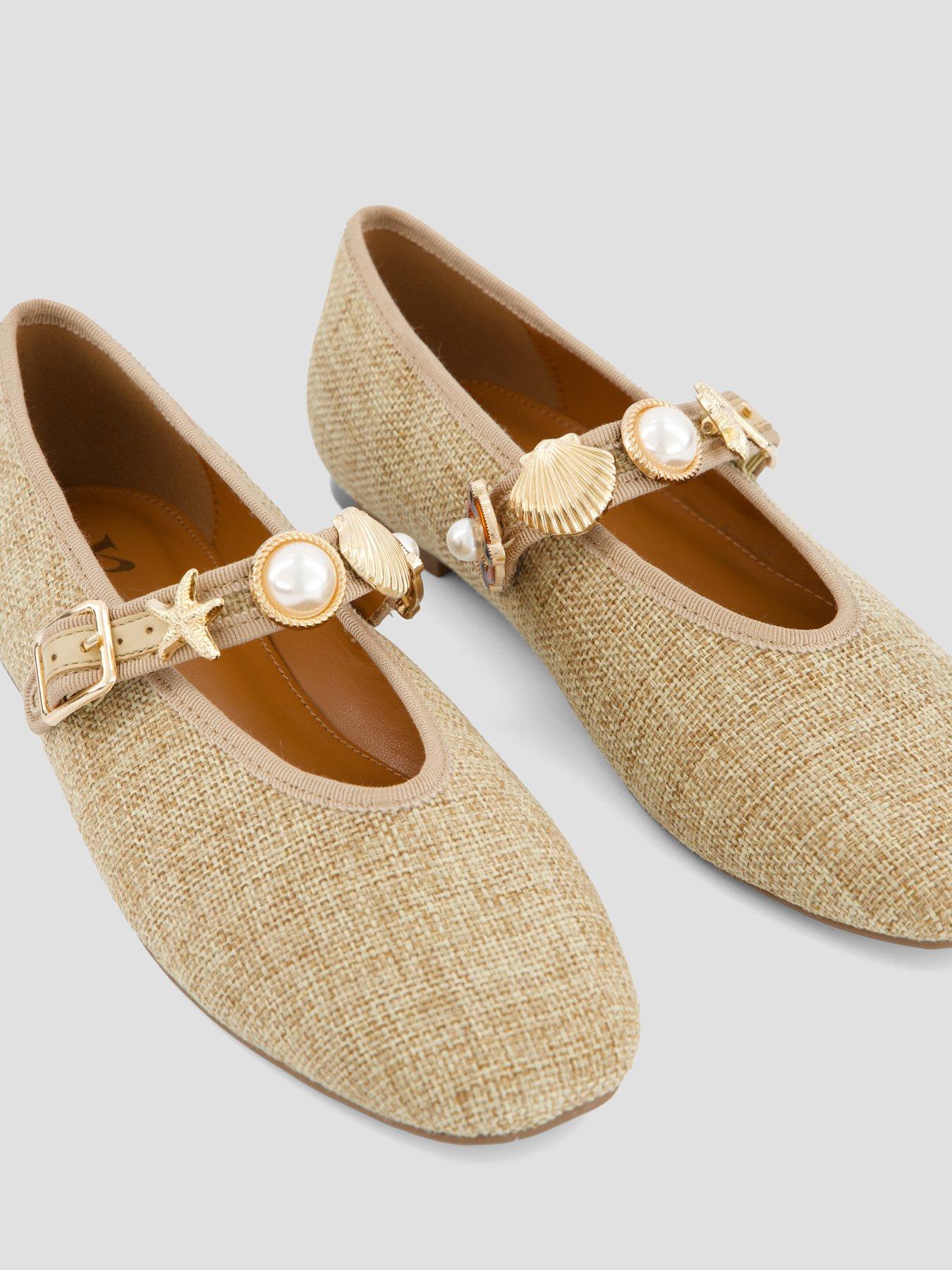 Image 5 of 7 of The Very Collection Beaded Ballet Flat Shoe- Natural&nbsp;