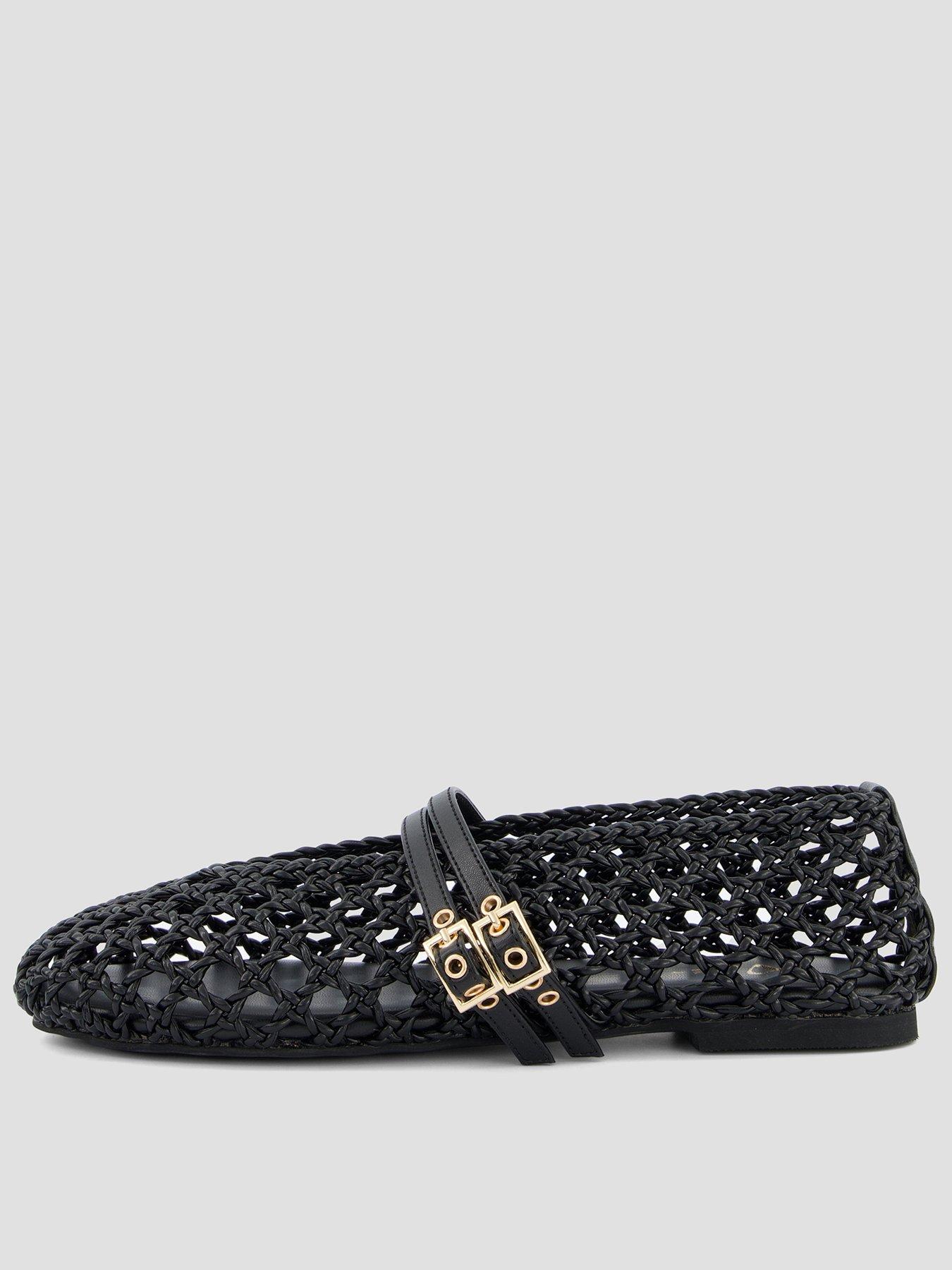 Image 1 of 7 of The Very Collection Extra Wide Woven Ballet Flat Shoe - Black