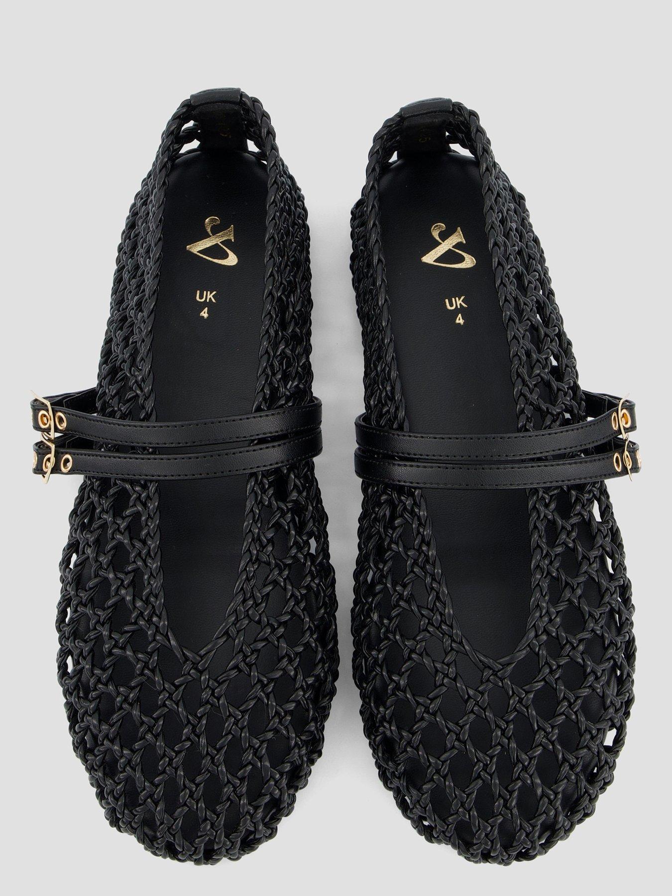 Image 3 of 7 of The Very Collection Extra Wide Woven Ballet Flat Shoe - Black