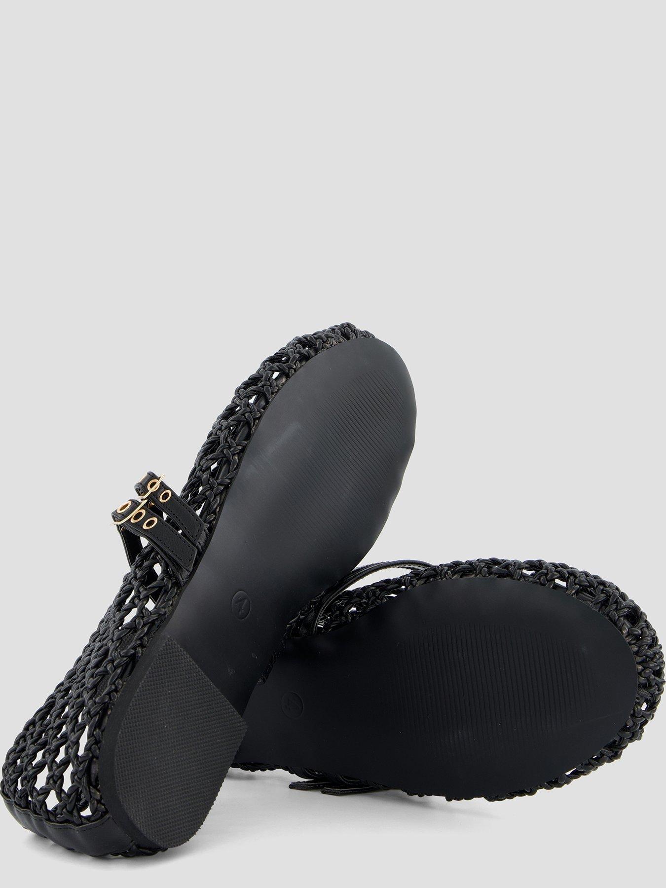 Image 4 of 7 of The Very Collection Extra Wide Woven Ballet Flat Shoe - Black