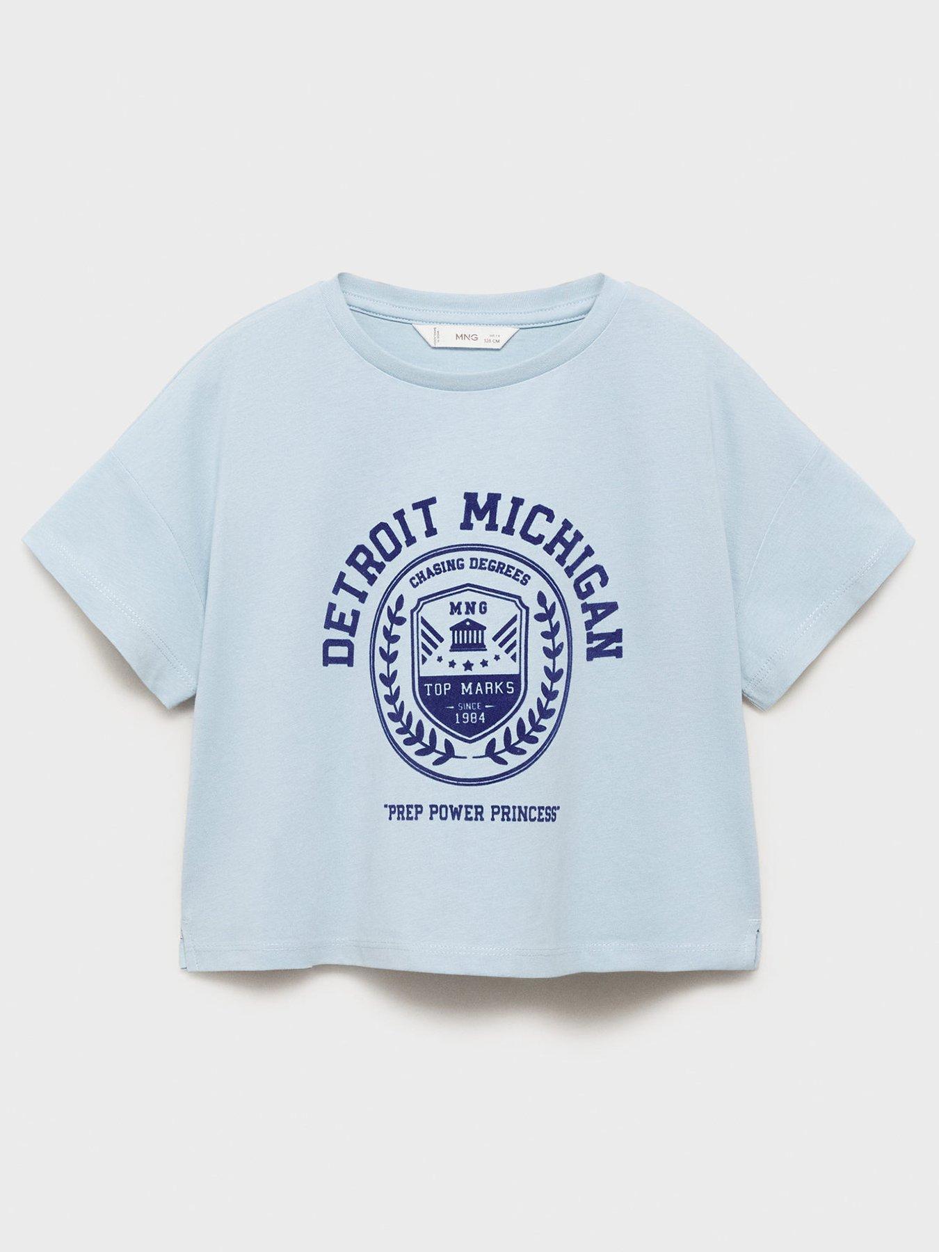 Mango Girls Detroit Short Sleeve T-Shirt - Light Blue
